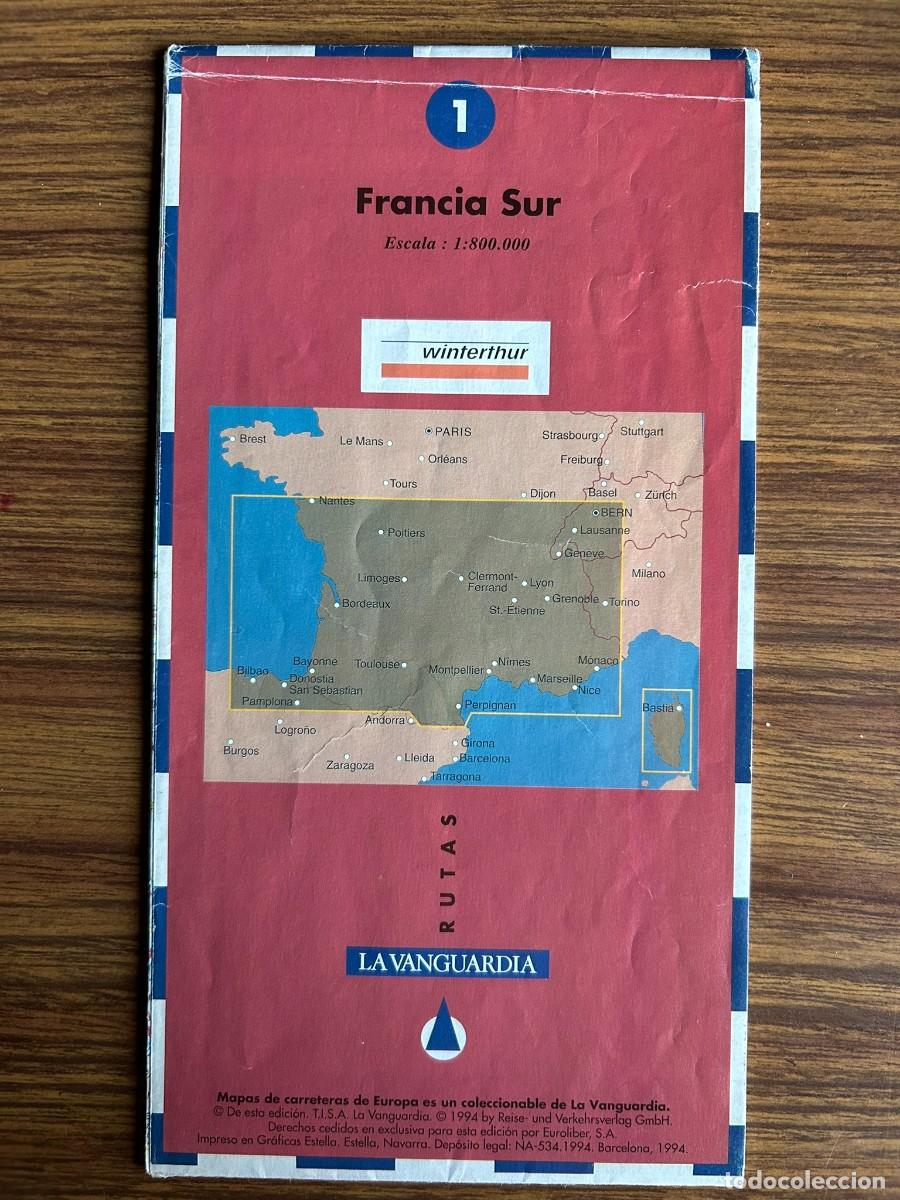 Mapas contempor&aacute;neos: MAPAS DE CARRETERAS DE EUROPA 1 FRANCIA SUR - ESCALA 1:800.000 LA VANGUARDIA 1994