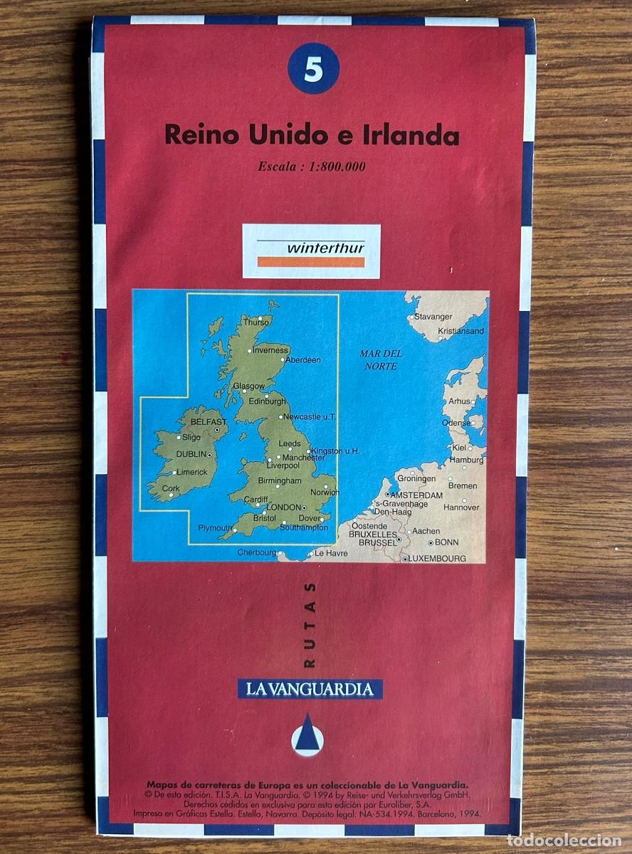 Mapas contempor&aacute;neos: MAPAS DE CARRETERAS DE EUROPA 5 REINO UNIDO E IRLANDA - ESCALA 1:800.000 LA VANGUARDIA 1994