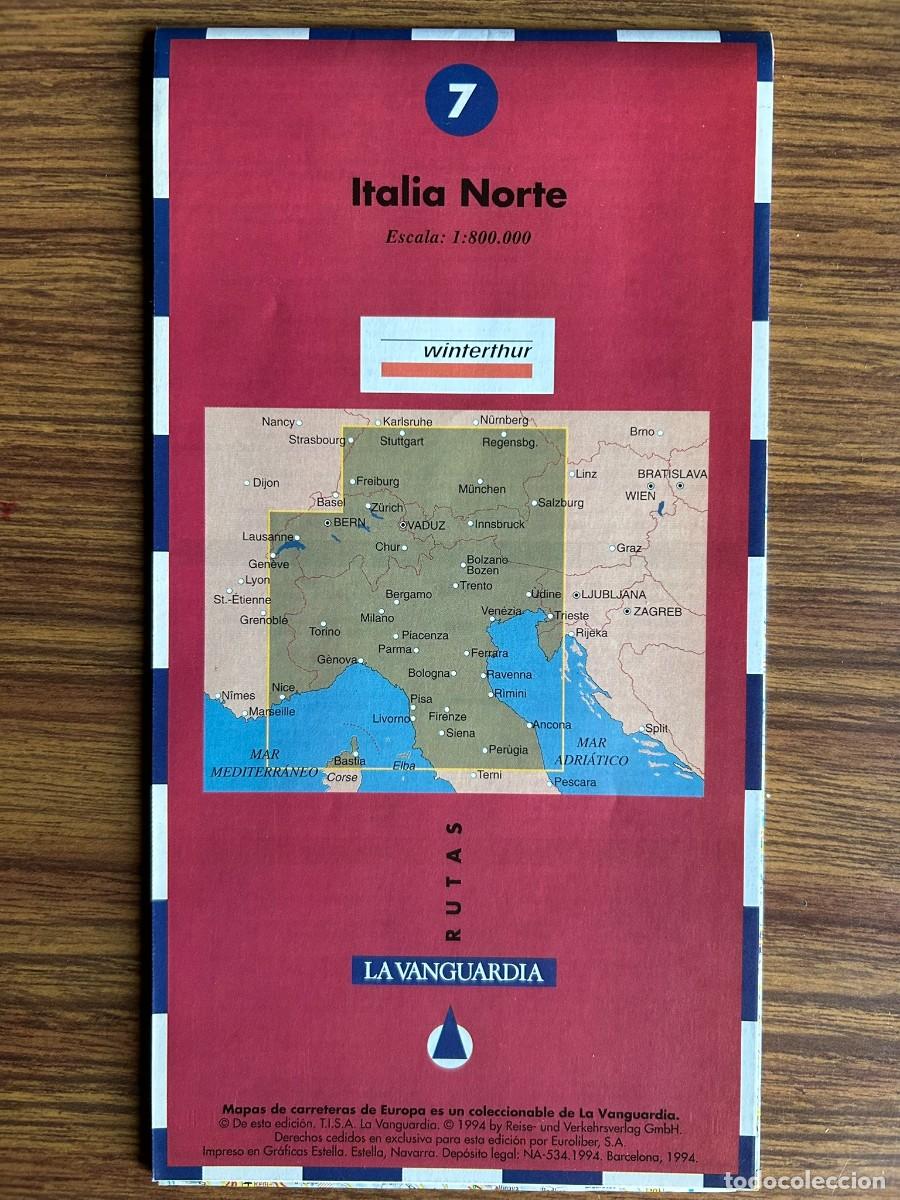 Mapas contempor&aacute;neos: MAPAS DE CARRETERAS DE EUROPA 7 ITALIA NORTE - ESCALA 1:800.000 LA VANGUARDIA 1994