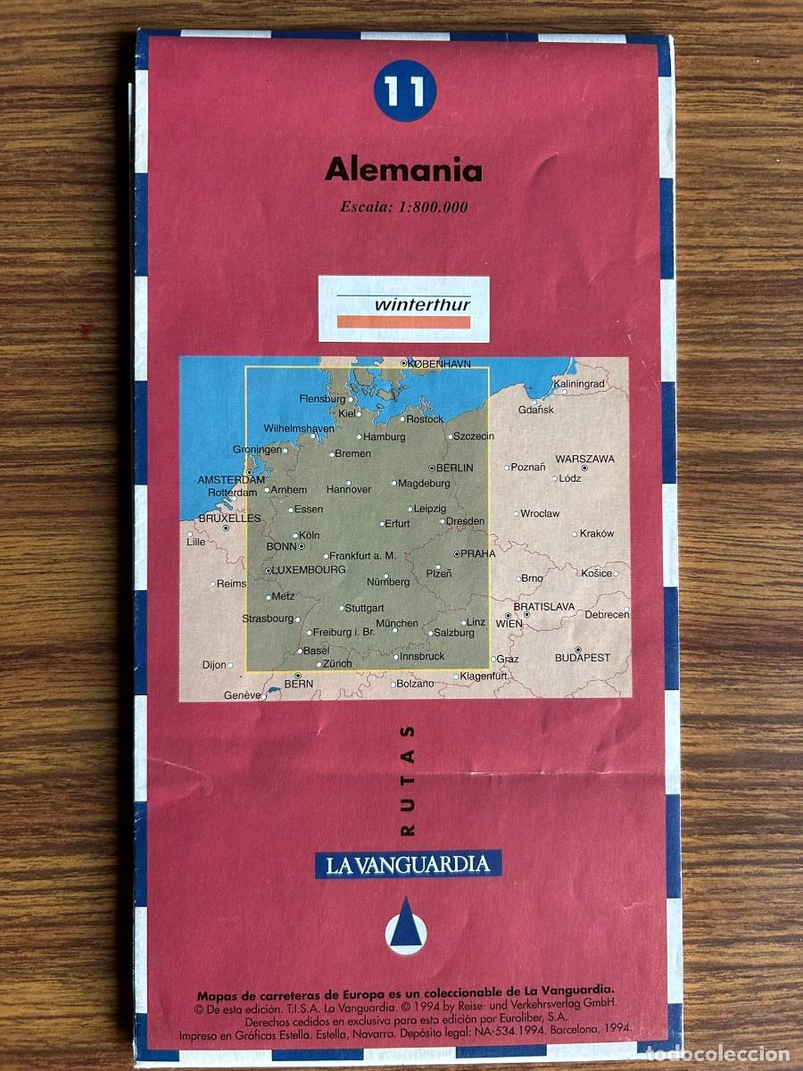 Mapas contempor&aacute;neos: MAPAS DE CARRETERAS DE EUROPA 11 ALEMANIA - ESCALA 1:800.000 LA VANGUARDIA 1994