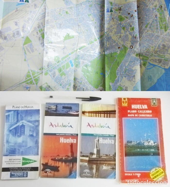 Mapas contempor&aacute;neos: LOTE DE PLANOS MAPAS DE HUELVA ( ANDALUC&Iacute;A ESPA&Ntilde;A ) PLANO DE LA CIUDAD - TURISMO MAPA INFORMACI&Oacute;N