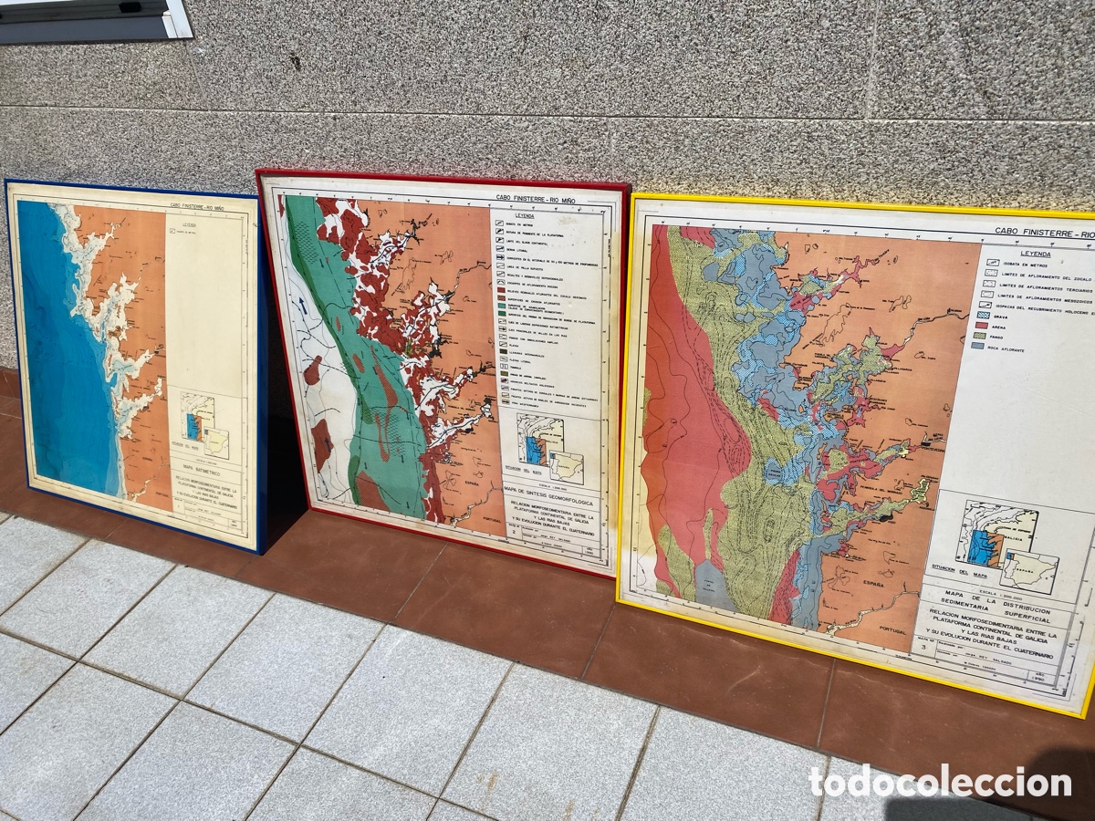 Mapas contempor&aacute;neos: Tr&iacute;ptico Mapas Geol&oacute;gicos/Batim&eacute;tricos Galicia 1990