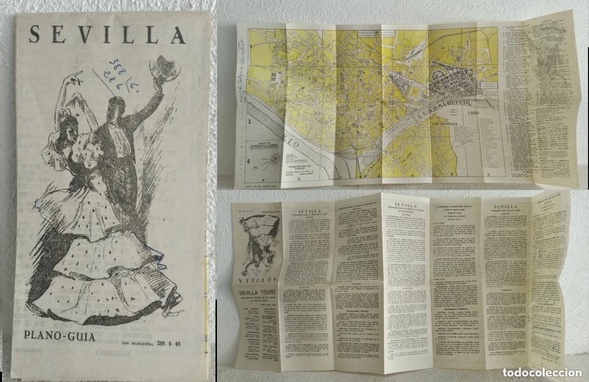 Mapas contempor&aacute;neos: Antiguo mapa y plano de Sevilla. A&ntilde;o 1961. Sevilla Tours