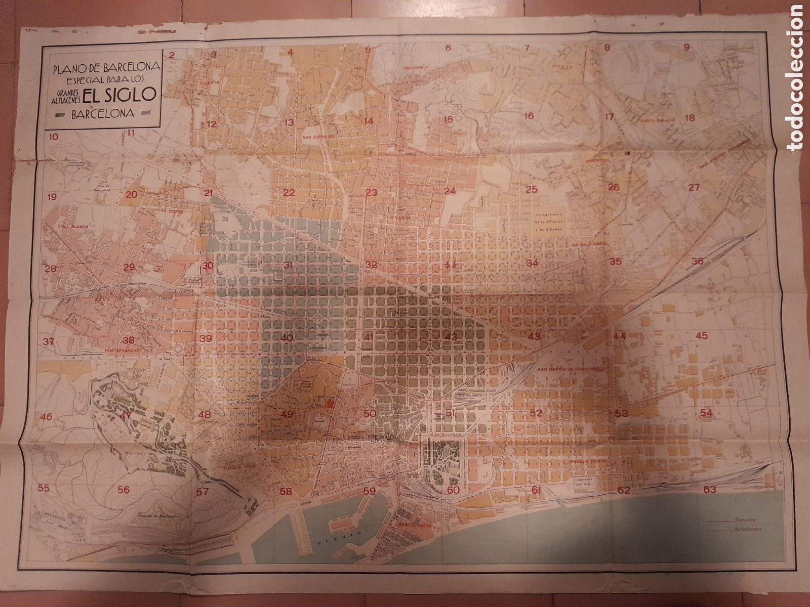 Mapas contempor&aacute;neos: Mapa Barcelona almacenes El Siglo a&ntilde;os 30