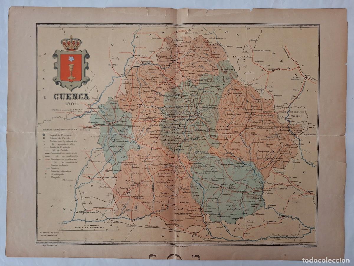 Mapas contempor&aacute;neos: ANTIGUO MAPA PROVINCIA DE CUENCA A&Ntilde;O 1901 MUY ANTIGUO RV