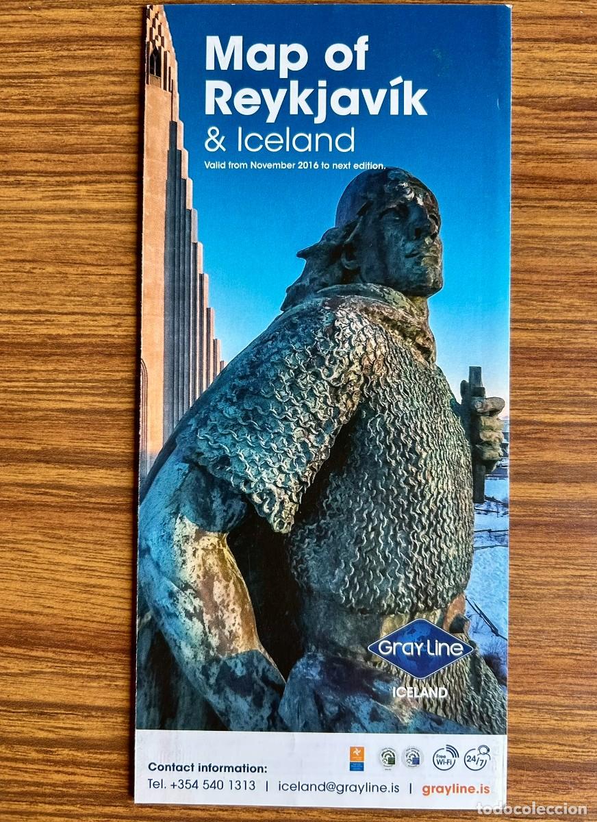 Mapas contempor&aacute;neos: MAP OF REYKJAVIK & ICELAND 2016 - GRAY LINE