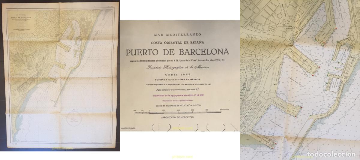 Mapas contempor&aacute;neos: PLANO MAPA DEL PUERTO DE BARCELONA 1955