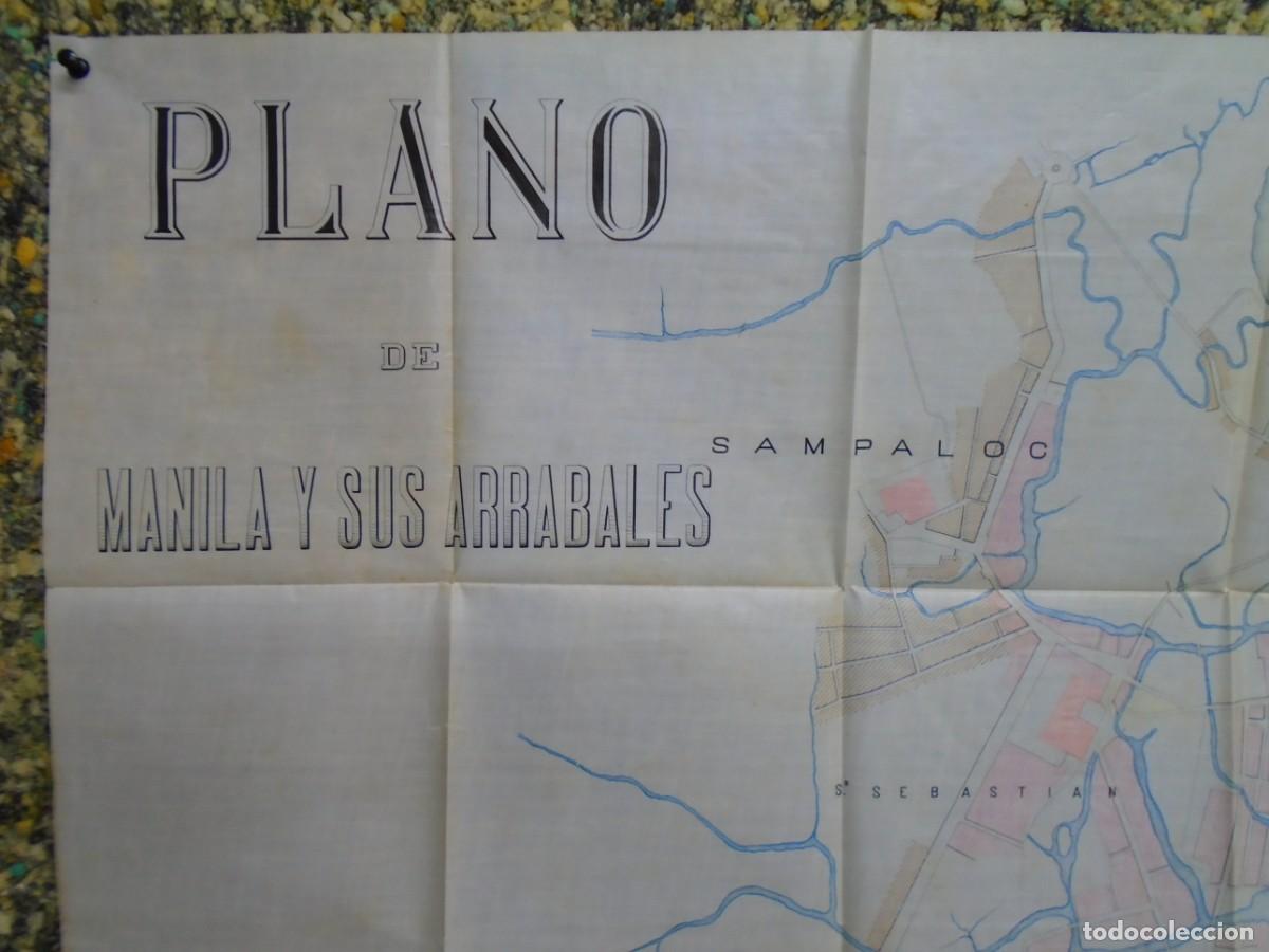 Mapas contempor&aacute;neos: PLANO DE MANILA(FILIPINAS)Y SUS ARRABALES.FINALES DEL XIX.EXCELENTE CONSERVACION.