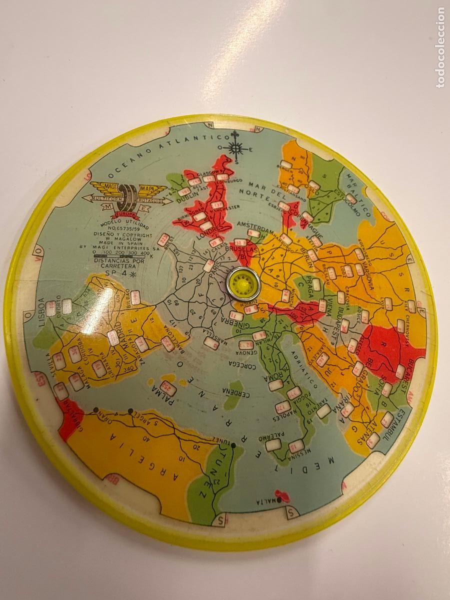 Mapas contempor&aacute;neos: Antiguo MAGI MAPA Multiform. Rotaguide. Calcula distancias por carretera. Europa y Espa&ntilde;a. 11,5cms