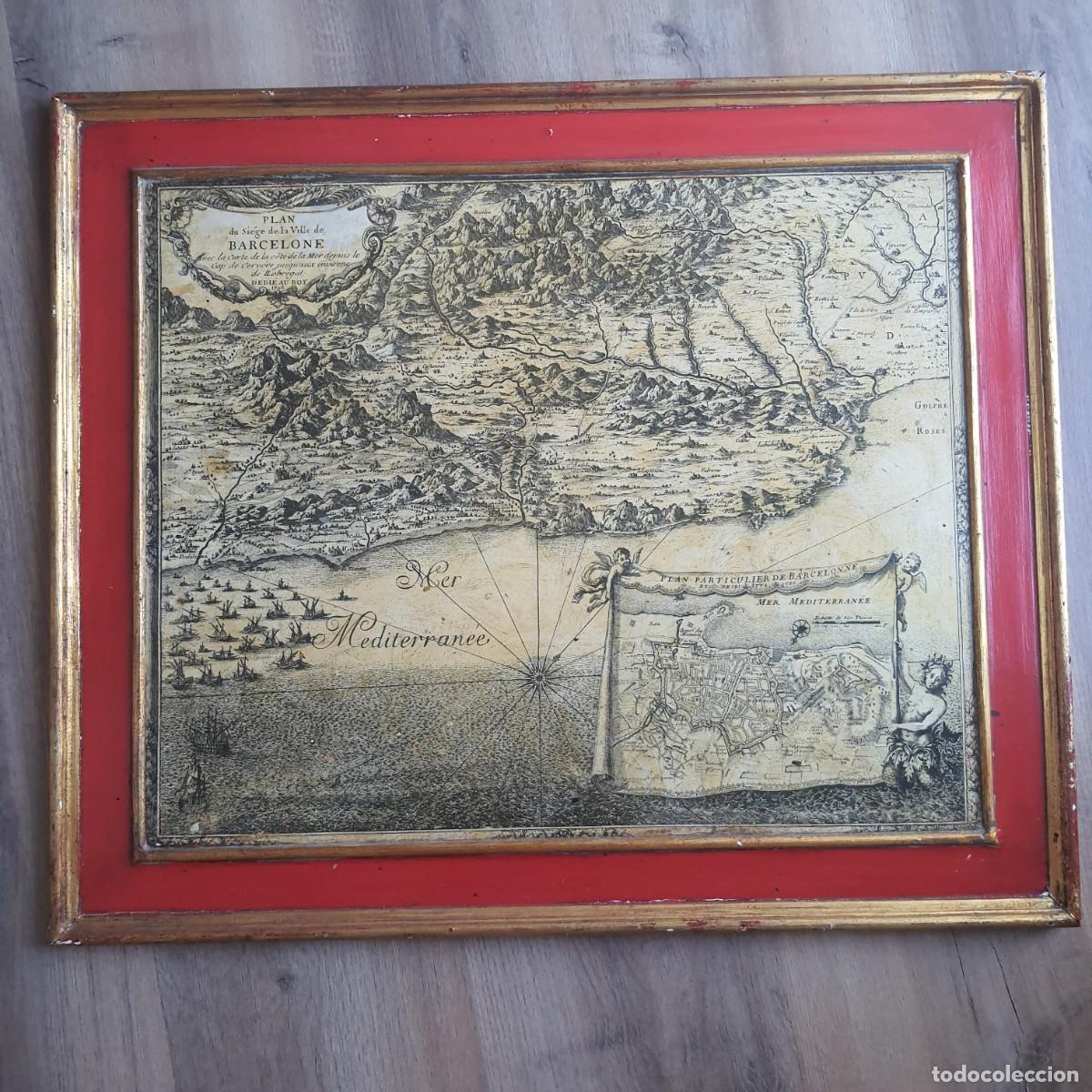 Mapas contempor&aacute;neos: Mapa anyigua color rojo: PLAN DU SI&Eacute;GE de la Ville de BARCELONE, 1698