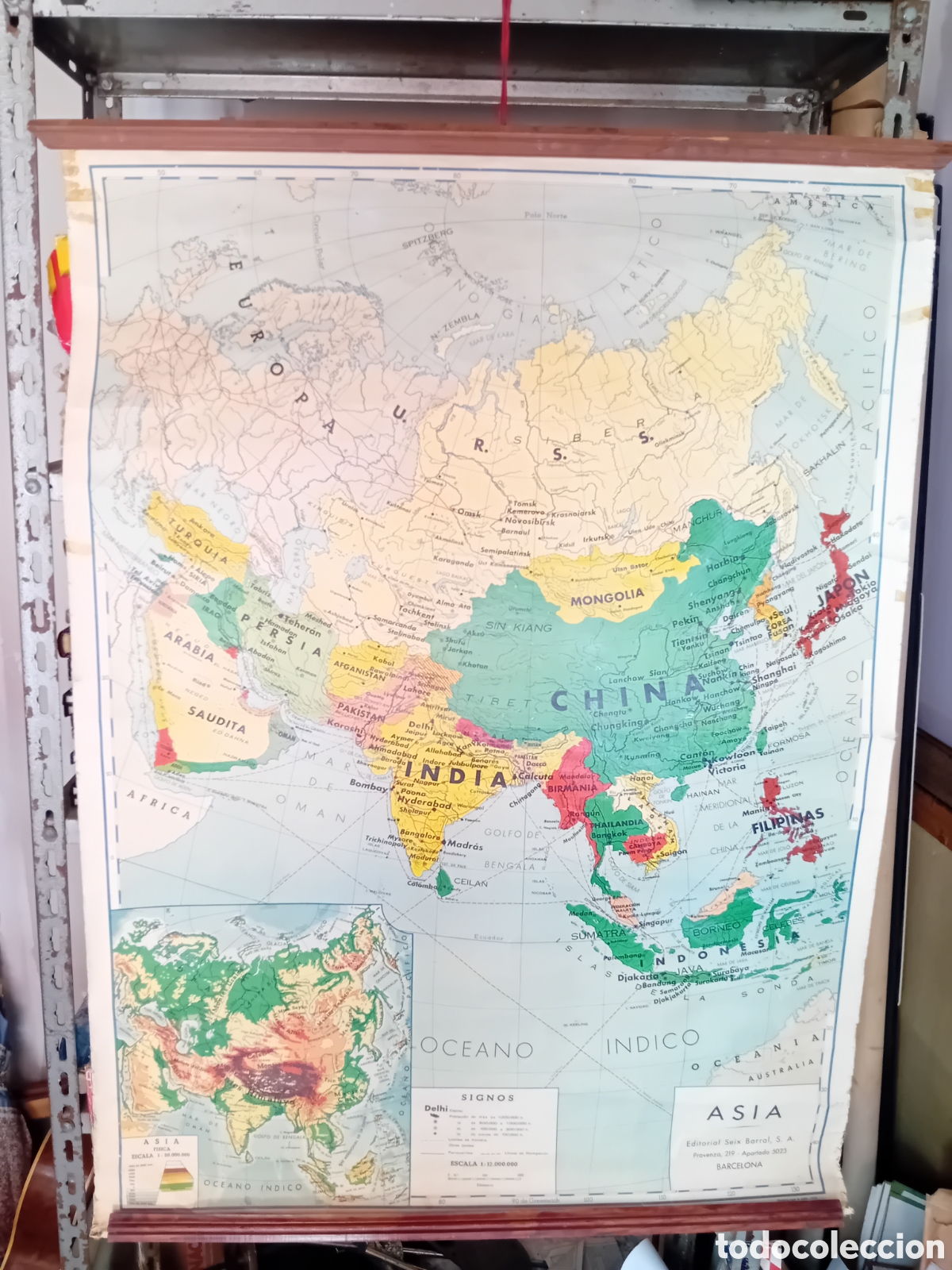 Mapas contempor&aacute;neos: 1973 Mapa Asia Editorial Seix Barral S.A. (Barcelona)