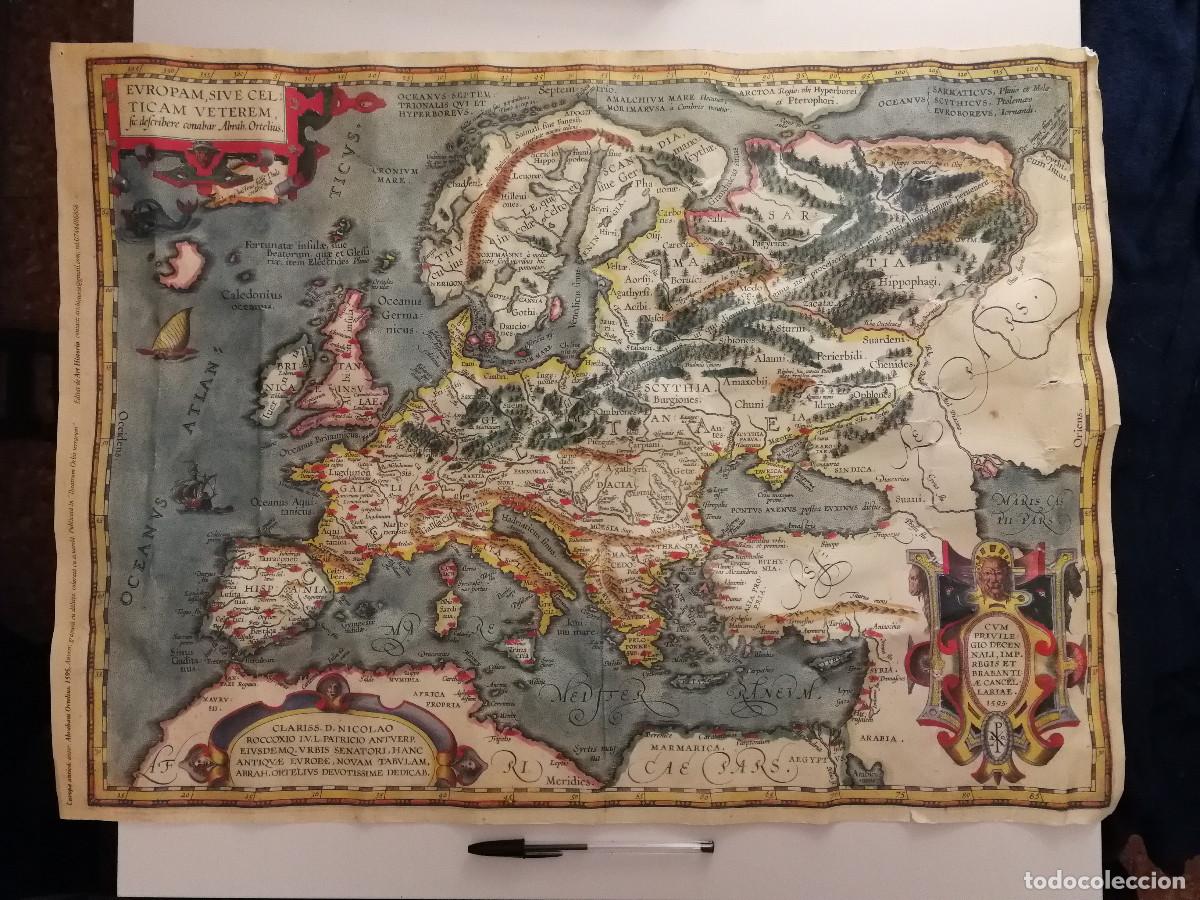 Mapas contempor&aacute;neos: MAPA ENMARCABLE REPRODUCCION - Europam sive Celticam Veterem (1595) - Abraham Ortelius