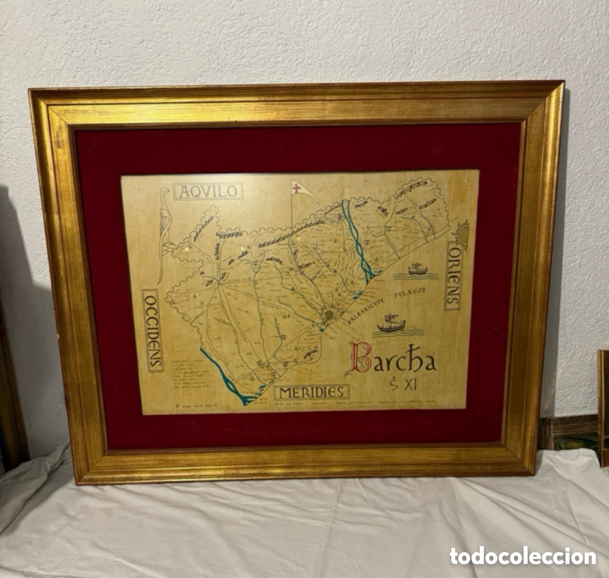 Mapas contempor&acirc;neos: Precioso cuadro con Mapa hist&oacute;rico de Barcelona &rdquo;Barcha - Siglo XI&rdquo;. Edici&oacute;n 1972