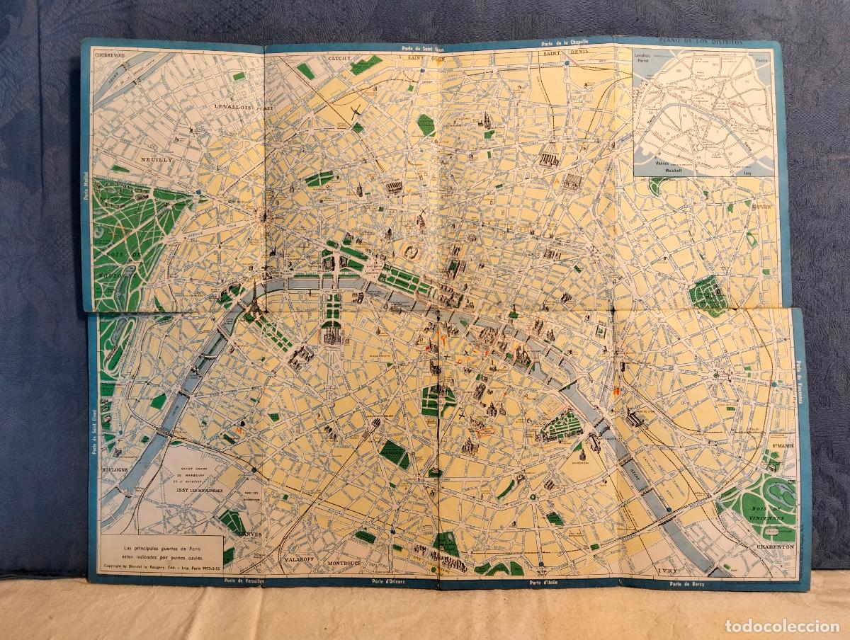 Mapas contempor&acirc;neos: Mapa antiguo plano de los distritos de la ciudad de Par&iacute;s entradas salidas legaciones consulados
