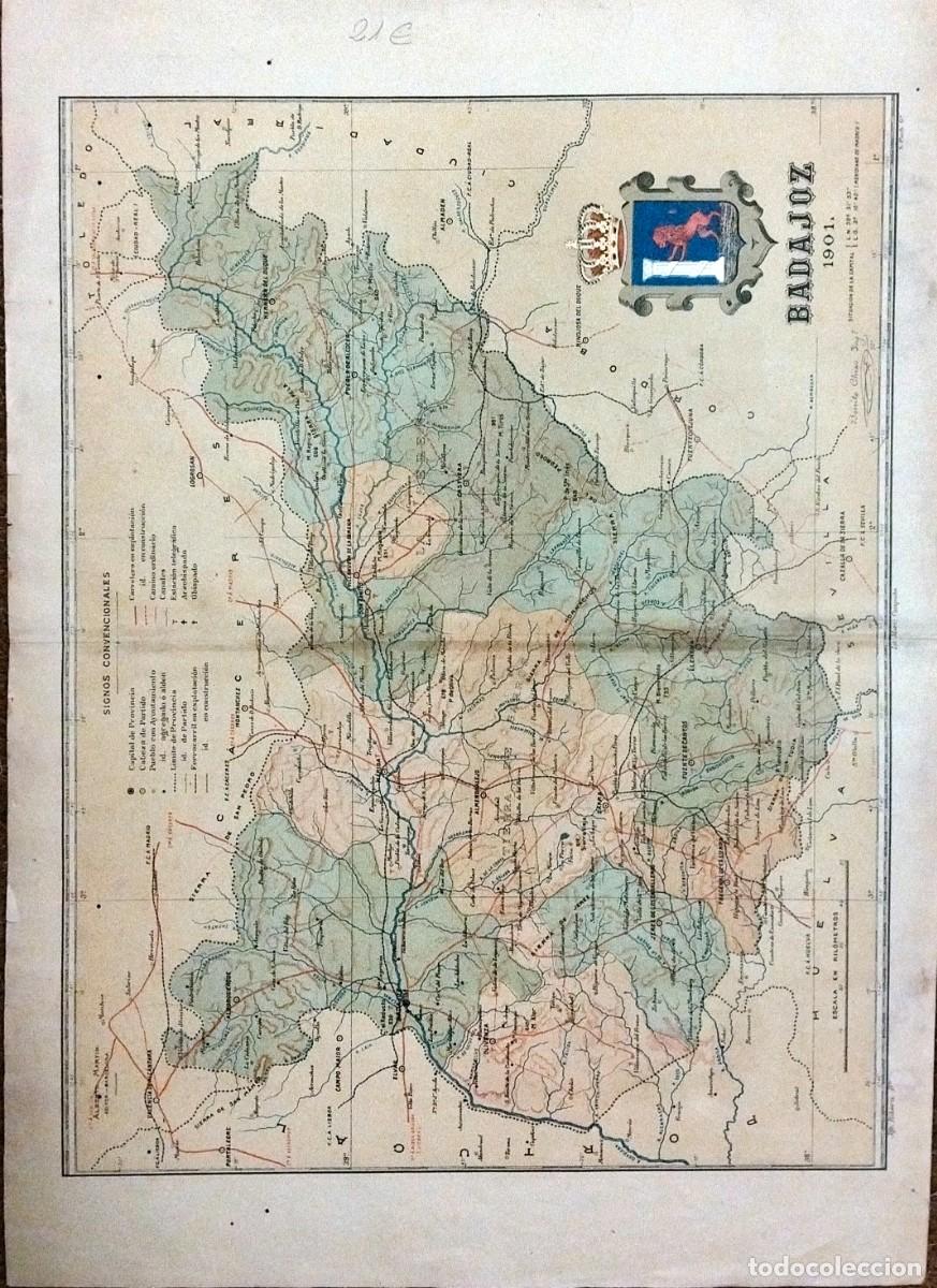 Mapas contempor&aacute;neos: MAPA &rdquo;BADAJOZ&rdquo; (ESPA&Ntilde;A REGIONAL), POR BENITO CH&Iacute;AS Y CARB&Oacute;, 1901