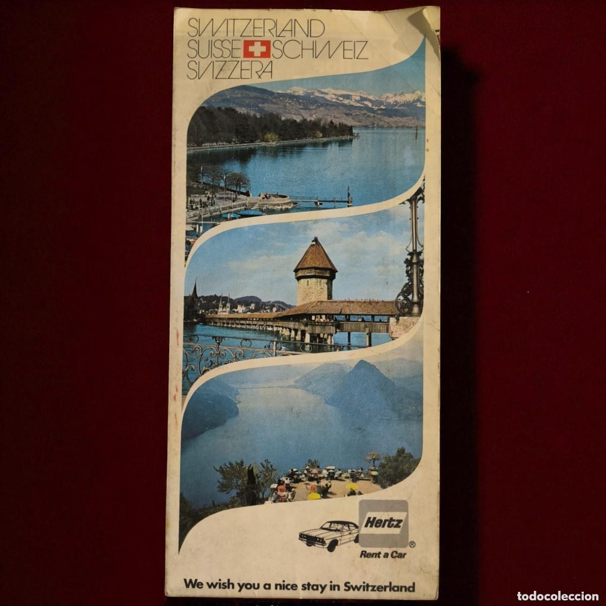 Zeitgen&ouml;ssische Karten: Mapa Tur&iacute;stico Vintage De Suiza Switzerland Suisse Schweiz Con Publicidad Hertz