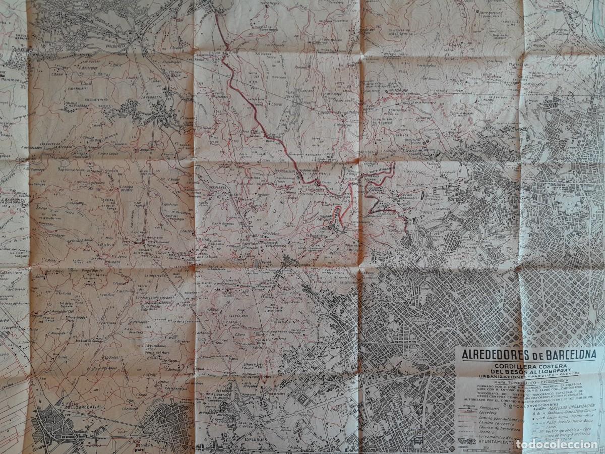 Mapas contempor&aacute;neos: MAPA ALREDEDORES DE BARCELONA (1956)