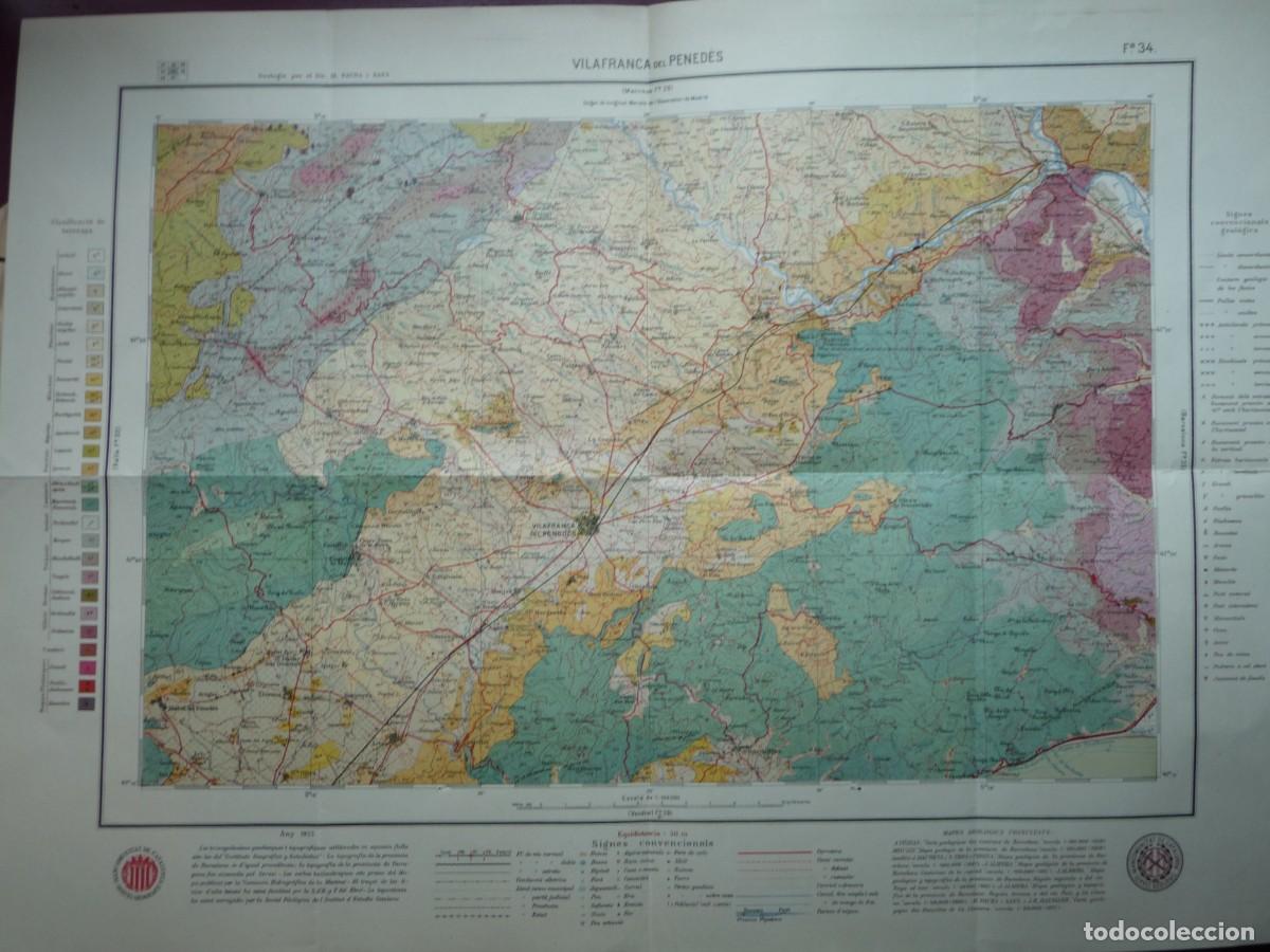 Mapas contempor&acirc;neos: MAPA VILAFRANCA PENEDES, A&Ntilde;O 1922, SERVEI DEL MAPA GEOLOGIC DE CATALUNYA, FULLA NUM. 34