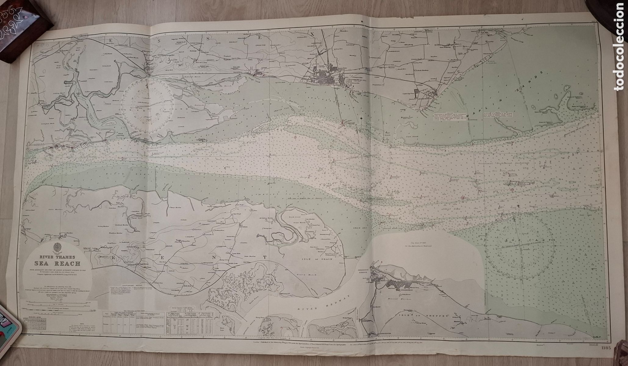 Mapas contempor&acirc;neos: Carta n&aacute;utica de River Thames, Sea reach. Desembocadura del T&aacute;mesis. Almirantazgo 1949