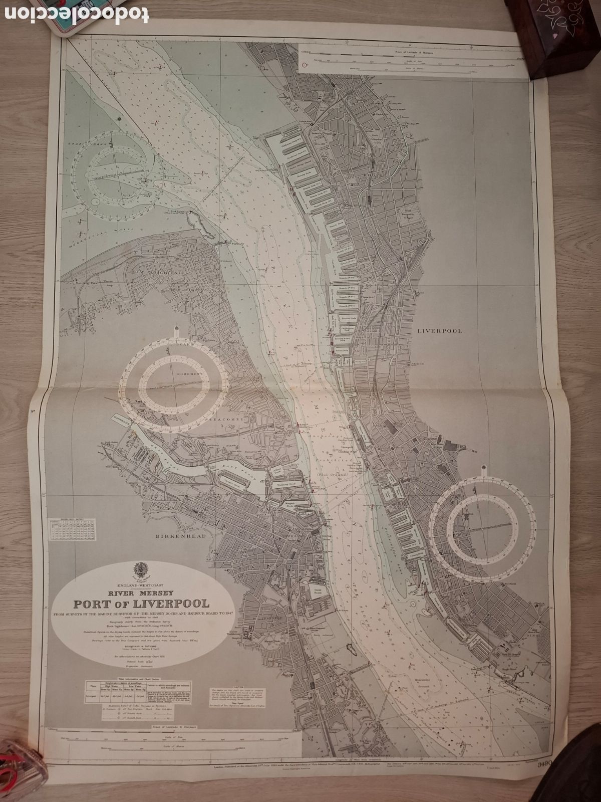 Zeitgen&ouml;ssische Karten: Carta n&aacute;utica de River Mersey. Port of Liverpool. 1949
