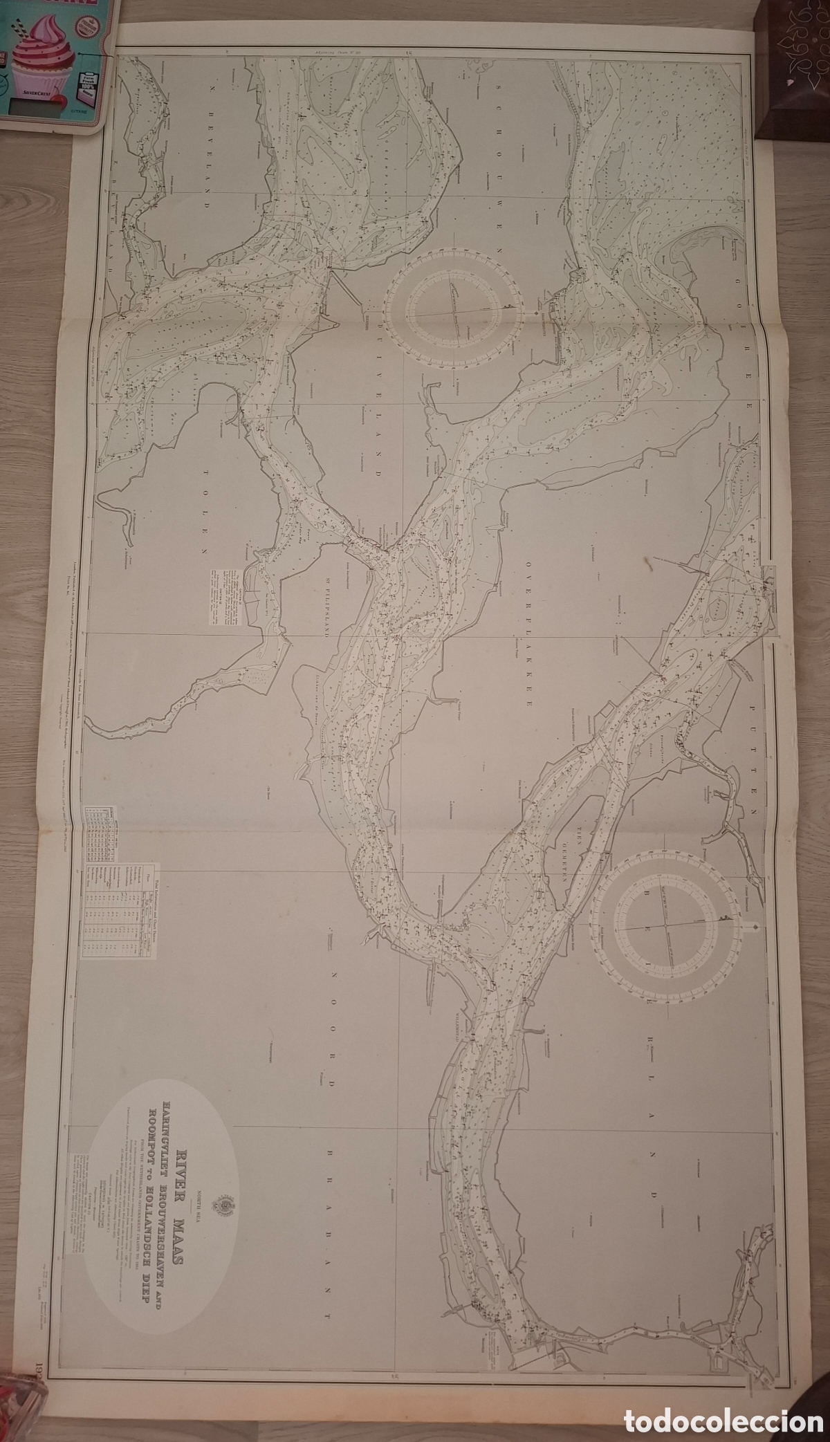 Mapas contempor&acirc;neos: Carta n&aacute;utica de River Maas, Holanda, Pa&iacute;ses Bajos, Netherlands, 1953