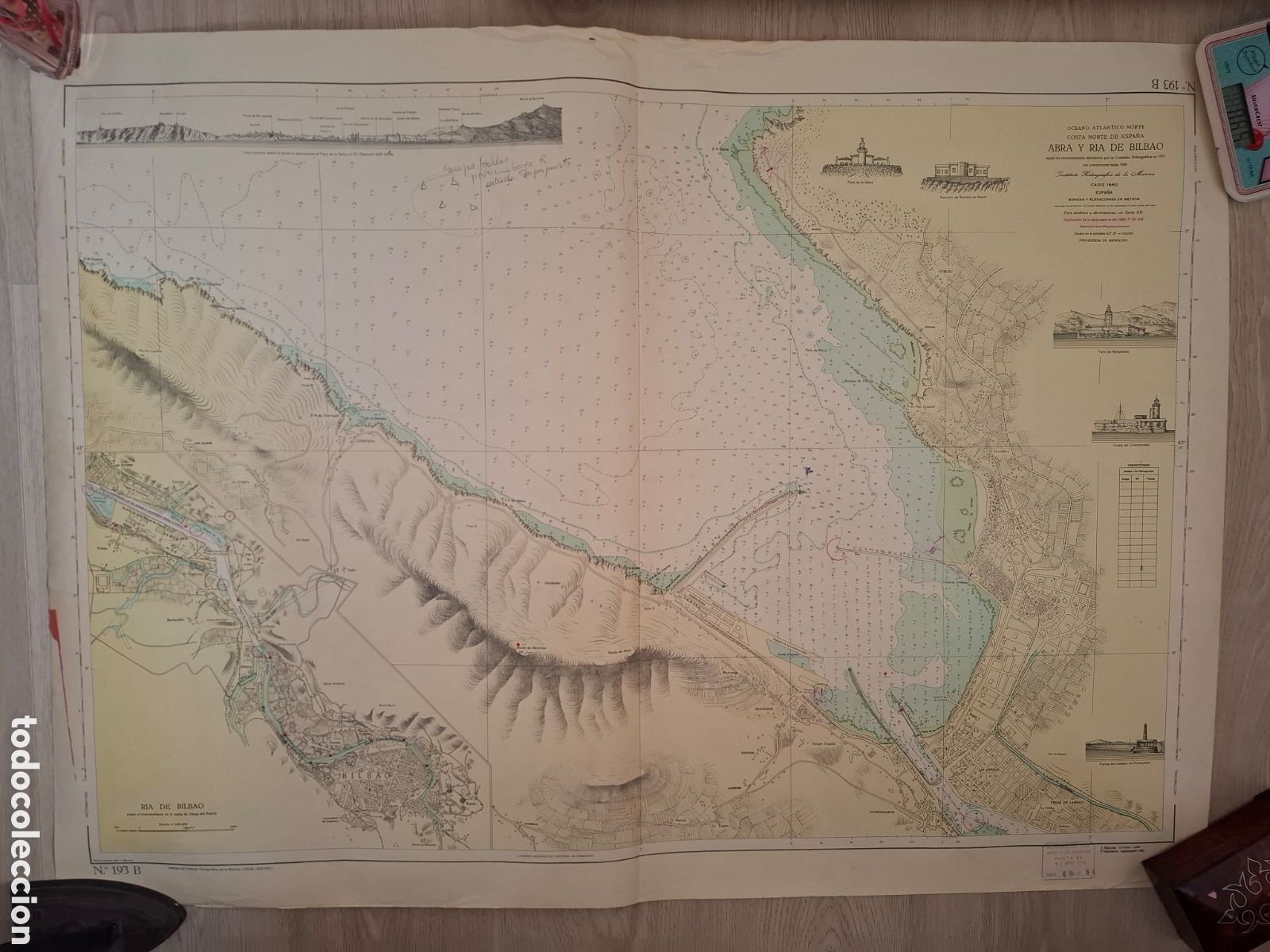 Mapas contempor&aacute;neos: Carta n&aacute;utica Abra y R&iacute;a de Bilbao, Junta de Obras de Puerto 1962
