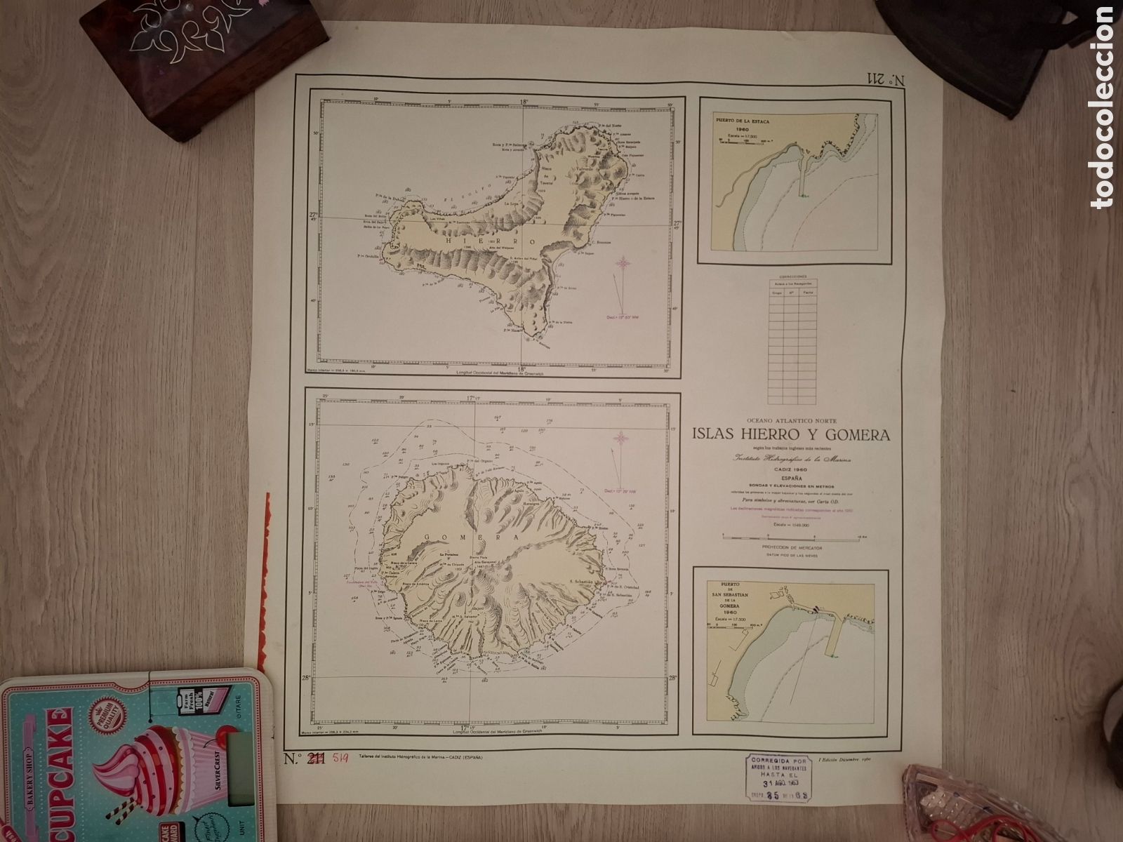 Mapas contempor&aacute;neos: Carta n&aacute;utica islas Hierro y Gomera, Canarias. Instituto Hidrogr&aacute;fico de la Marina. 1960