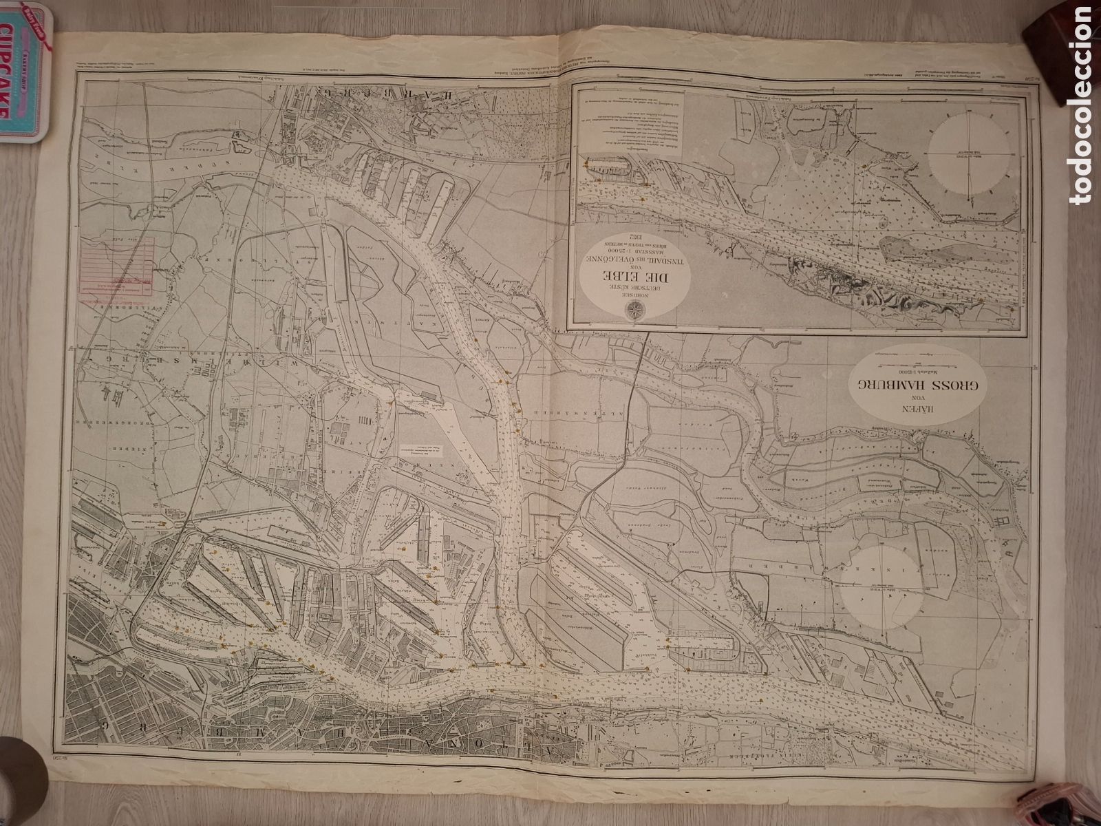 Mapas contempor&aacute;neos: Carta n&aacute;utica H&auml;fen von Gross Hamburg, r&iacute;o Elba, 1948 Deutsches Hydrographisches Institut