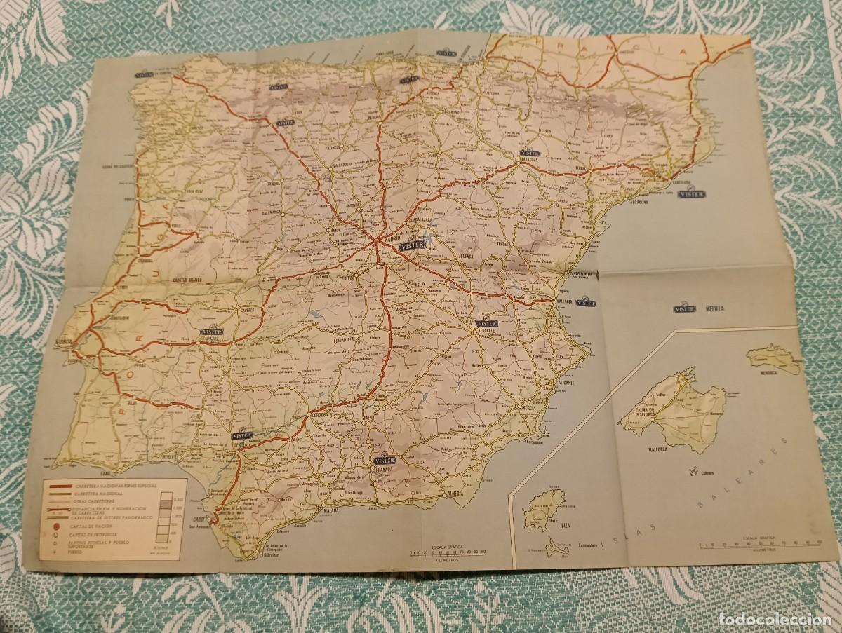 Mapas contempor&aacute;neos: Antiguo Mapa de Carreteras de Espa&ntilde;a Publicitario - Laboratorios Drovyssa Vister (1959)