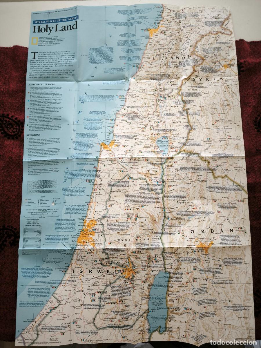 Mapas contempor&aacute;neos: Mapa Original National Geographic Holy Land Tierra Santa Doble Cara Coleccionable