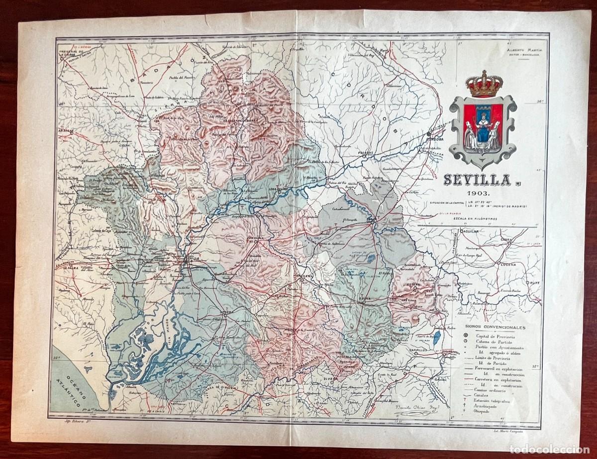 Contemporary maps: MAPA DE LA PROVINCIA DE SEVILLA 1903, PROCEDENTE DEL ATLAS GEOGRAFICO IBERO-AMERICANO, ESPA&Ntilde;A Y PO