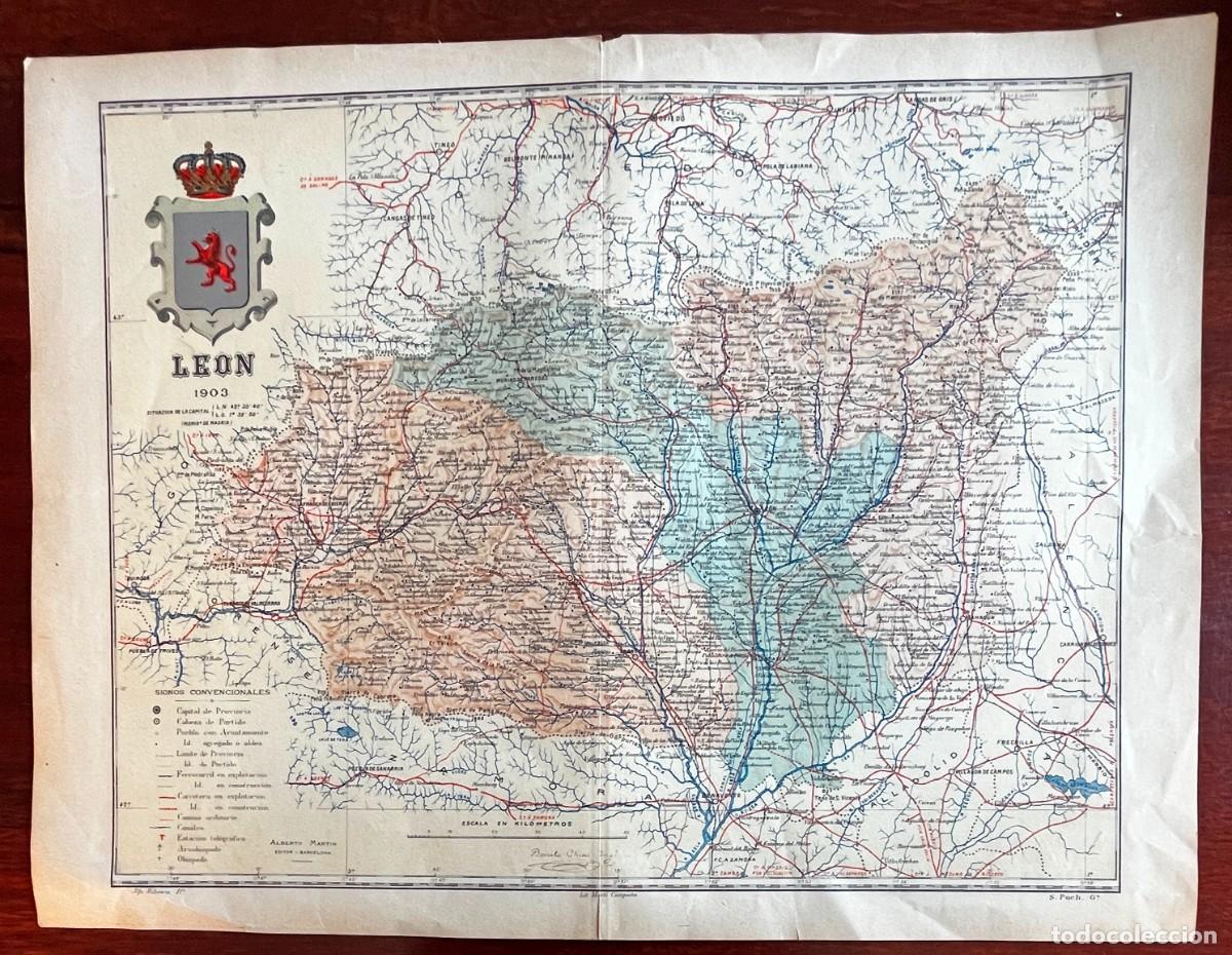 Contemporary maps: MAPA DE LA PROVINCIA DE LEON 1903, PROCEDENTE DEL ATLAS GEOGRAFICO IBERO-AMERICANO, ESPA&Ntilde;A Y PO