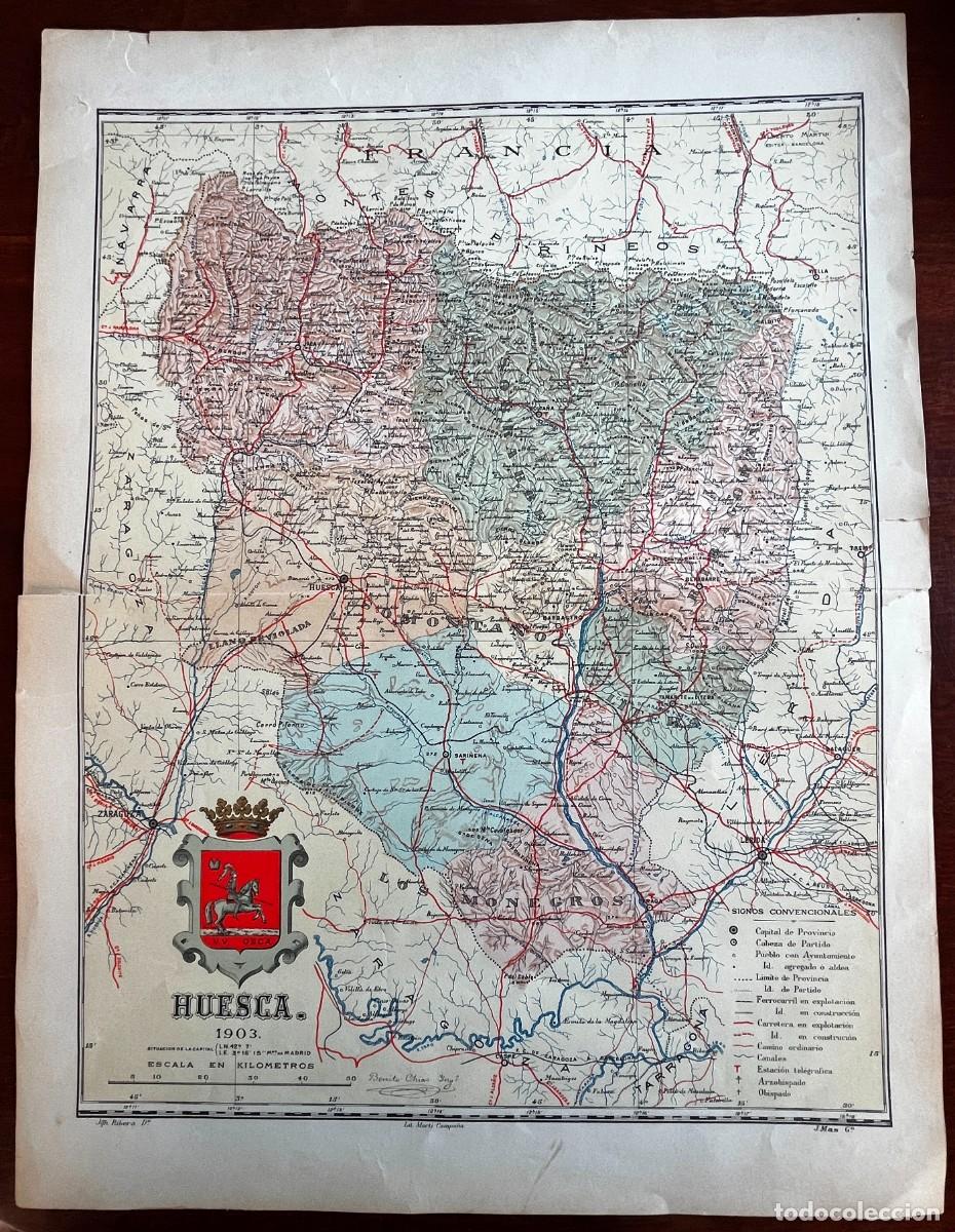 Contemporary maps: MAPA DE LA PROVINCIA DE HUESCA 1903, PROCEDENTE DEL ATLAS GEOGRAFICO IBERO-AMERICANO, ESPA&Ntilde;A Y PORTU