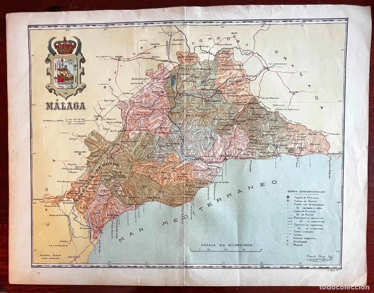 Contemporary maps: MAPA DE LA PROVINCIA DE MALAGA, A&Ntilde;OS 20, PROCEDENTE DEL ATLAS GEOGRAFICO IBERO-AMERICANO, ESPA&Ntilde;A Y P