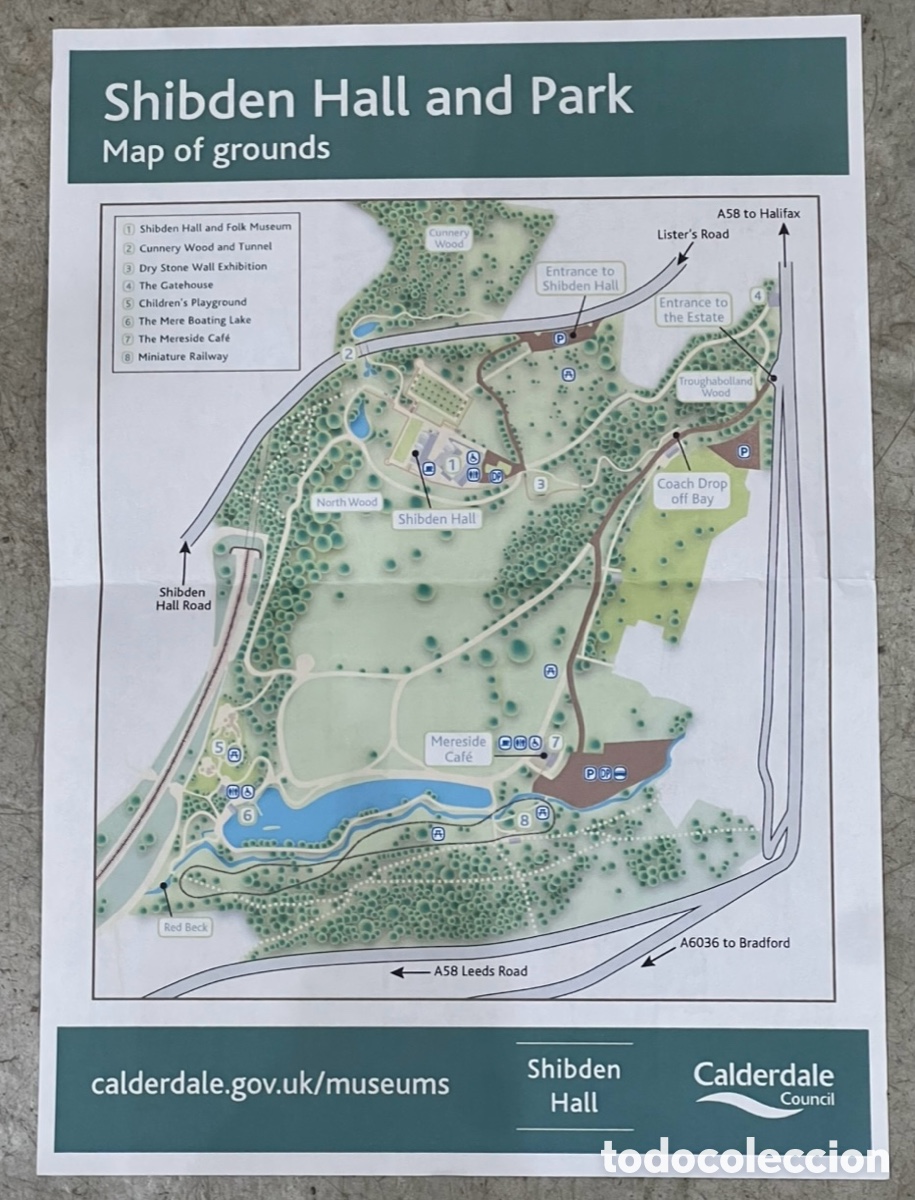 Mapas contempor&aacute;neos: Mapa. Hibden Hall and Park. Folk Museum. UK.