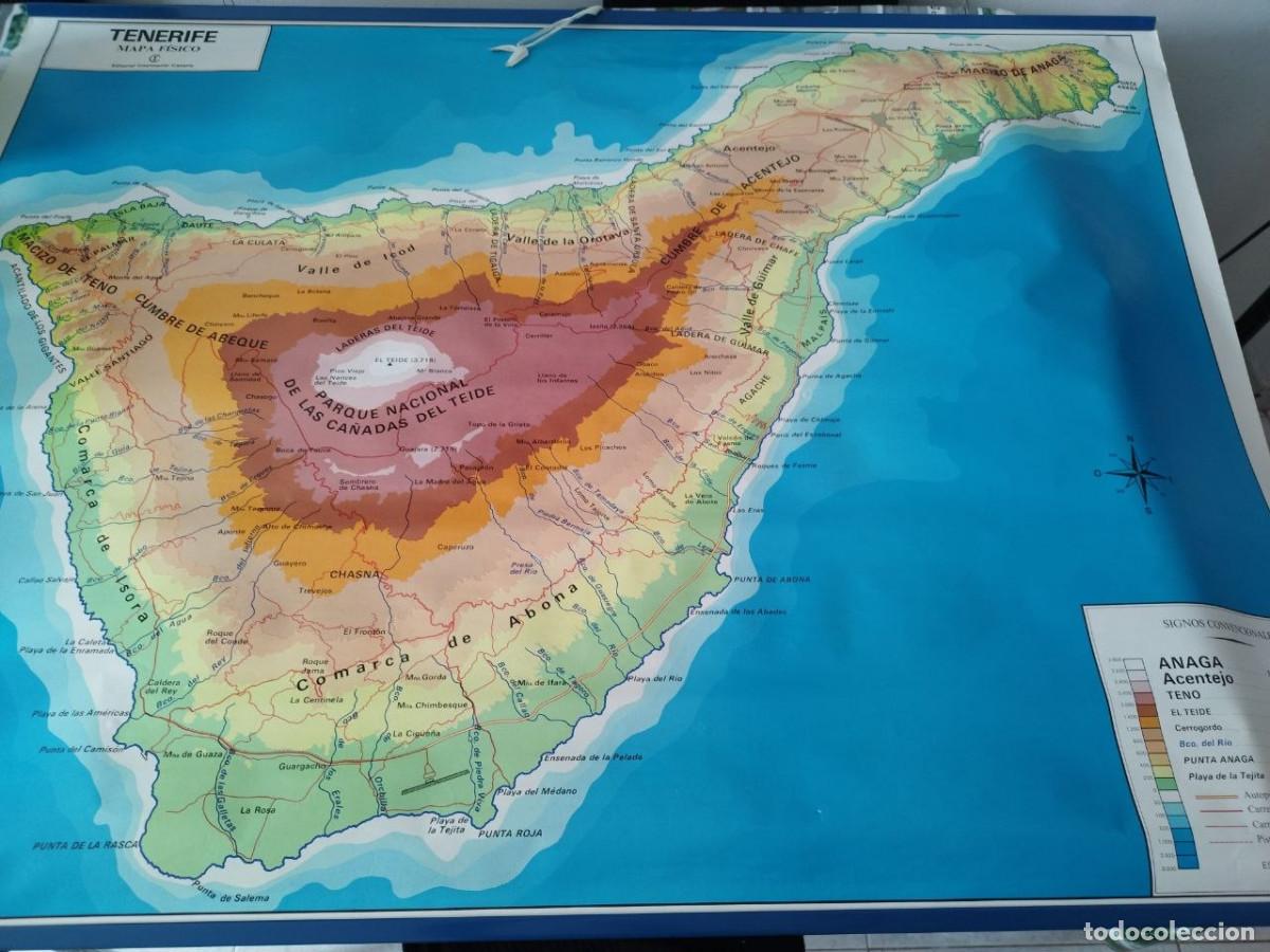 Mapas contempor&aacute;neos: Mapa F&iacute;sico y Administrativo Isla de Tenerife Canarias Editorial Interinsular Canaria
