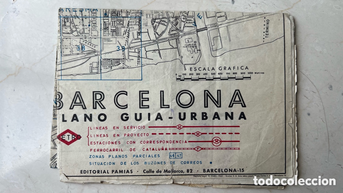 Mapas contempor&aacute;neos: ANTIGUA PLANO GUIA URBANA BARCELONA 1969