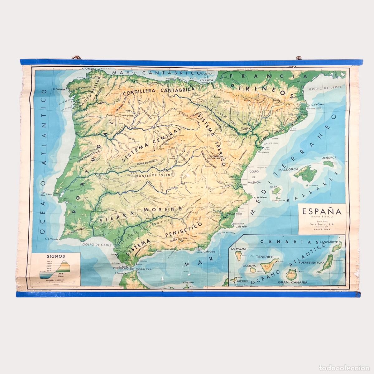 Mapas contempor&aacute;neos: Mapa F&iacute;sico Espa&ntilde;a Seix Barral, 1979