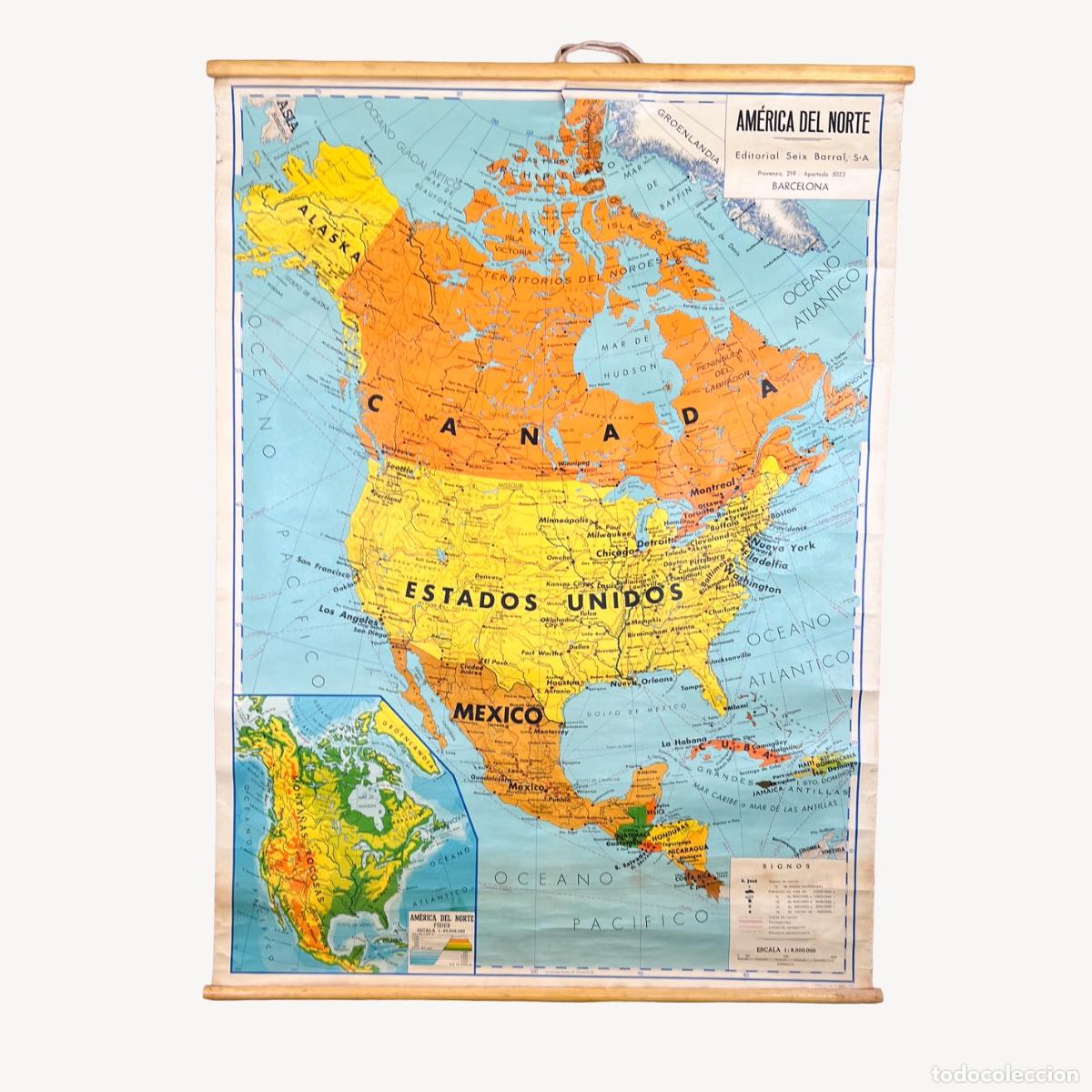 Mapas contempor&aacute;neos: Mapa Pol&iacute;tico America del Norte Seix Barral 1958