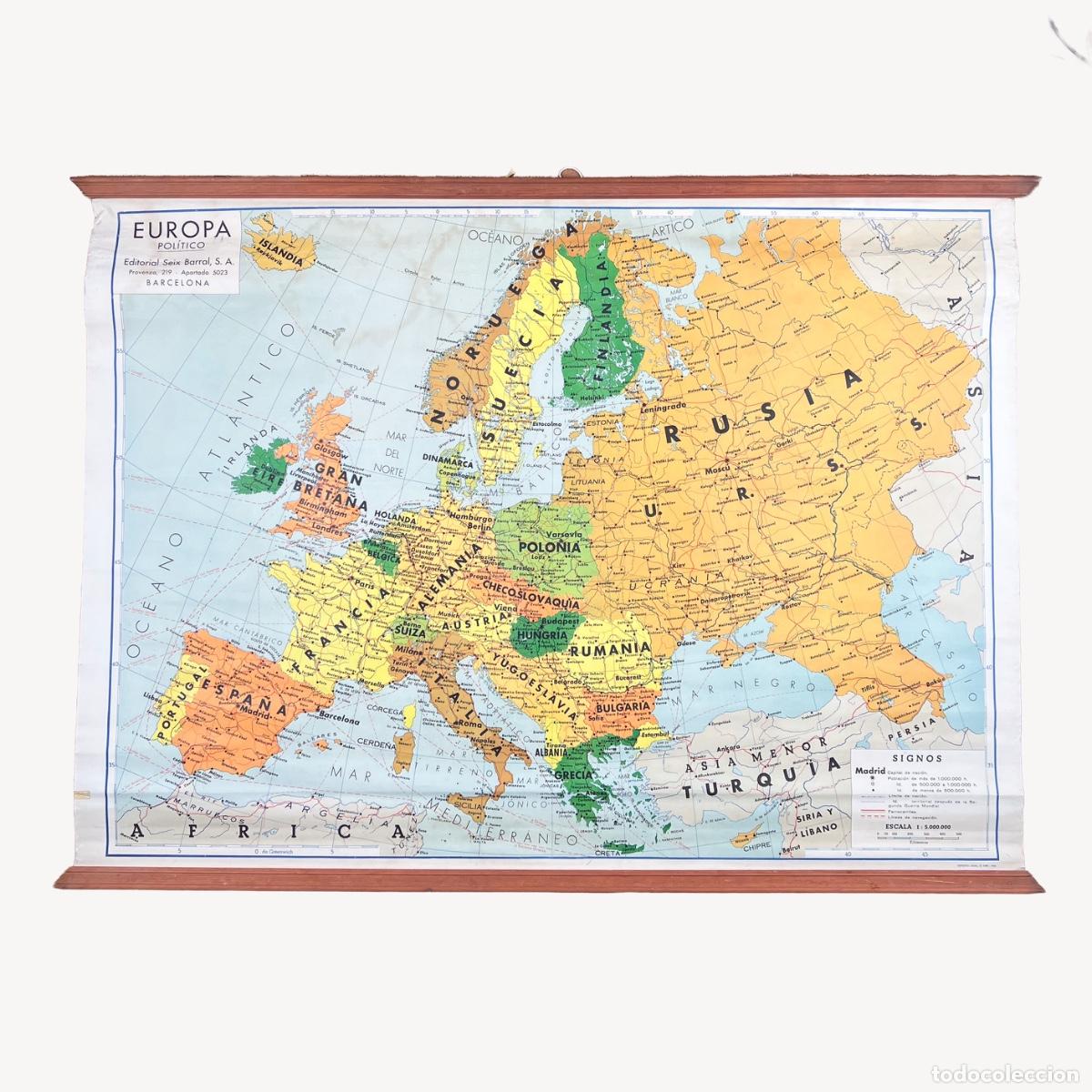 Mapas contempor&aacute;neos: Mapa Pol&iacute;tico Europa Seix Barral 1959