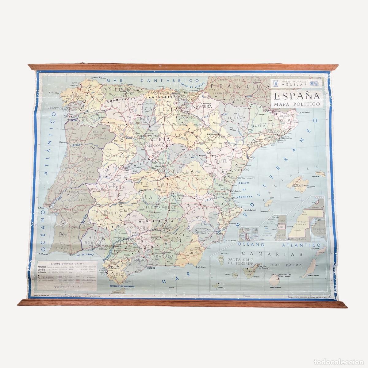 Mapas contempor&aacute;neos: Mapa Pol&iacute;tico Espa&ntilde;a Aguilar de Ediciones 1967