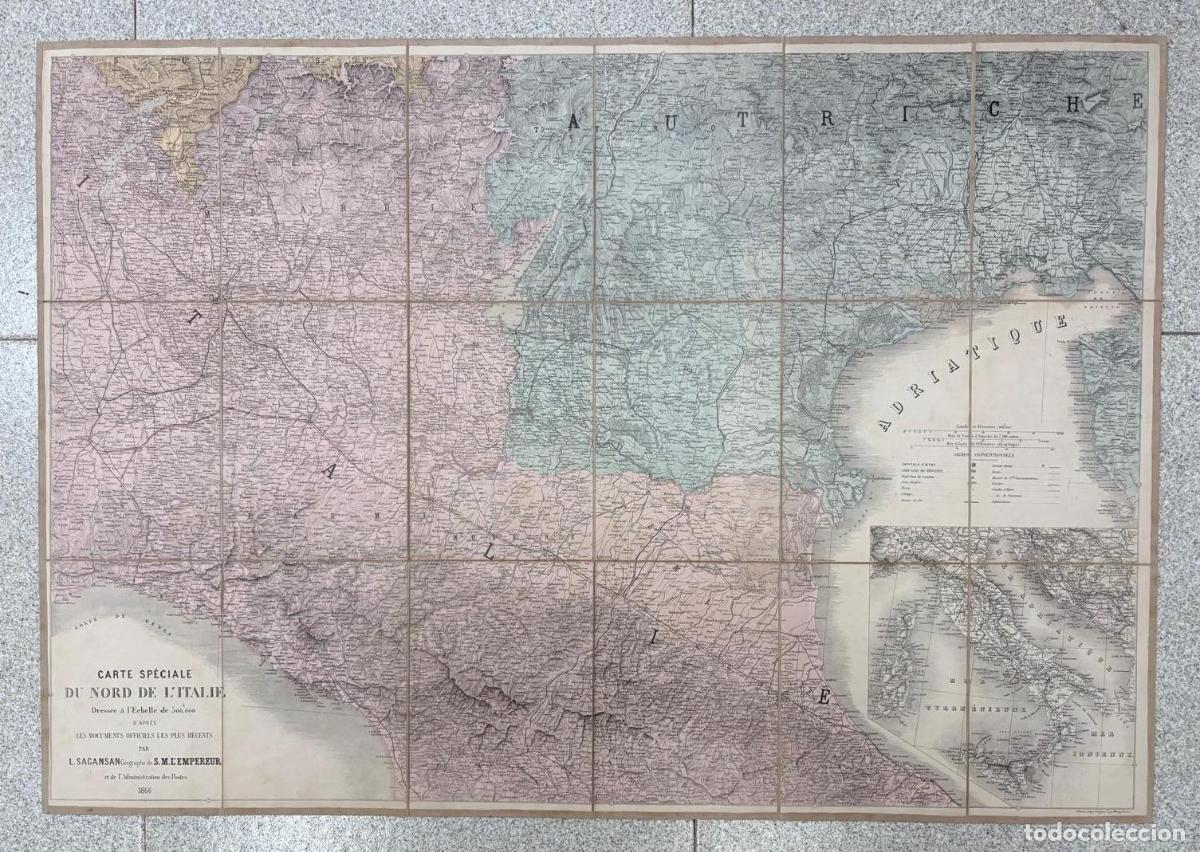 Mapas contempor&aacute;neos: CARTE SP&Eacute;CIALE DU NORD DE L'ITALIE. MAPA MILITAR DEL NORTE DE ITALIA. SAGANSAN, 1866