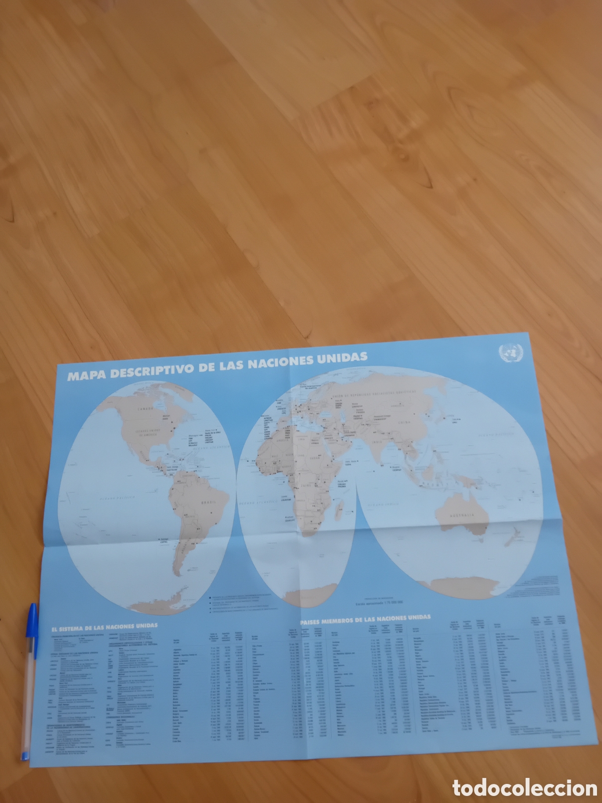 Mapas contempor&aacute;neos: MAPA DESCRIPTIVO DE LAS NACIONES UNIDAS. ONU. 1989