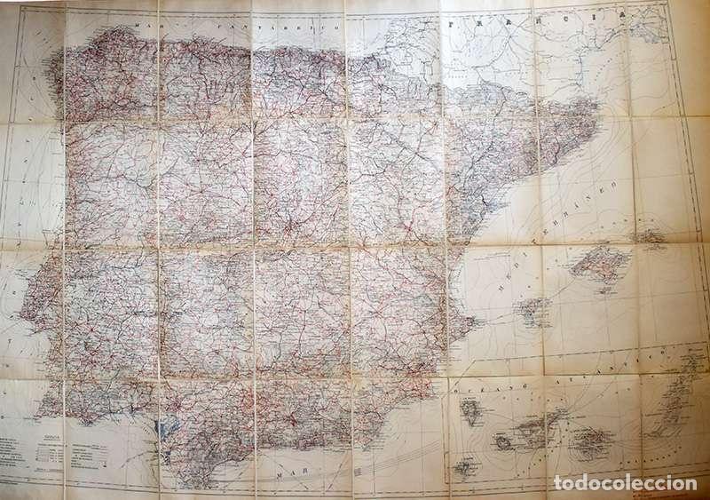Mapas contempor&aacute;neos: Mapa de Espa&ntilde;a escala 1:1000.000 de 145 x 98 cm montado sobre tela