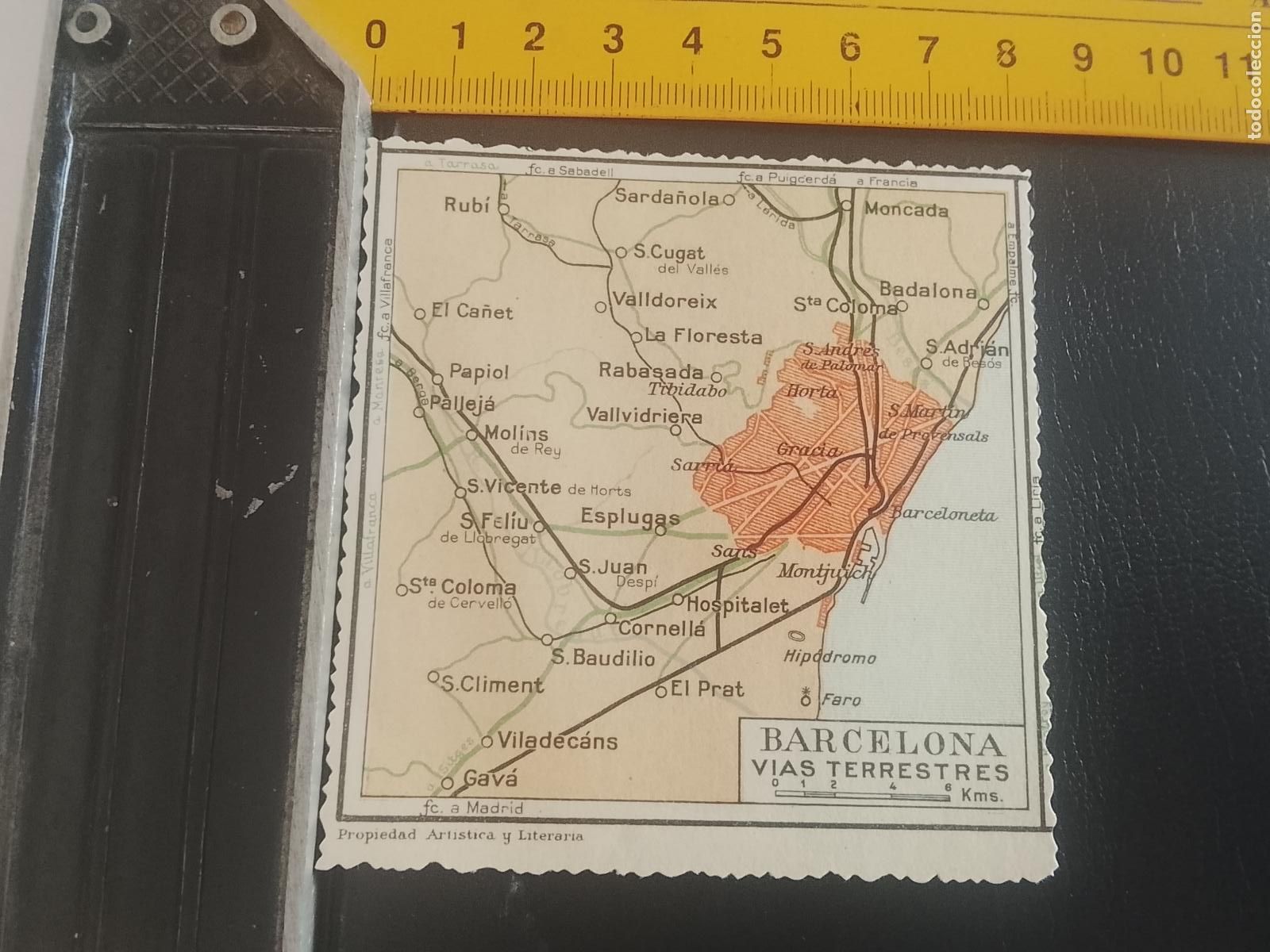 Mapas contempor&aacute;neos: plano mapa espa&ntilde;a BARCELONA VIAS TERRESTRES