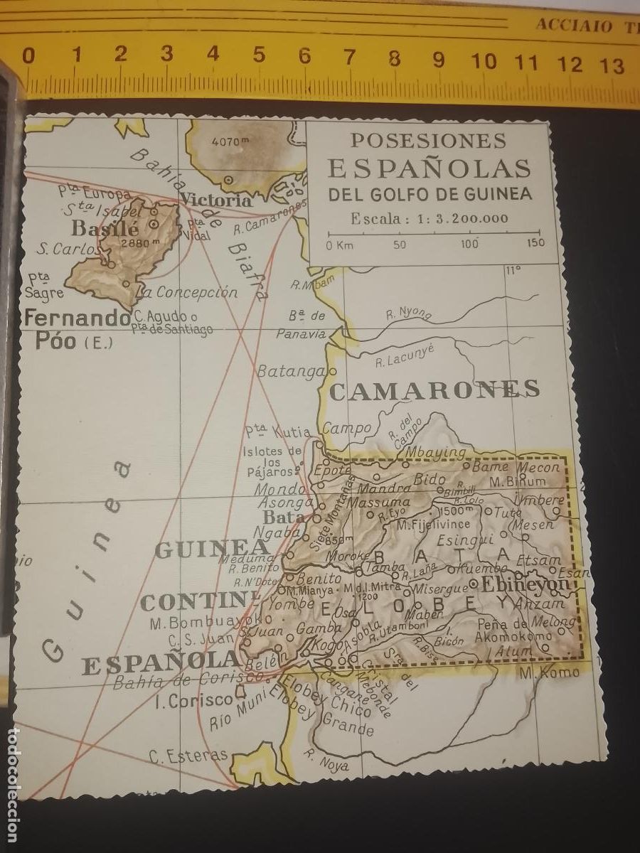 Mapas contempor&aacute;neos: plano mapa POSESIONES ESPA&Ntilde;OLAS DEL GOLFO DE GUINEA CAMARONES, GUINEA CONTIN FERNANDO POO