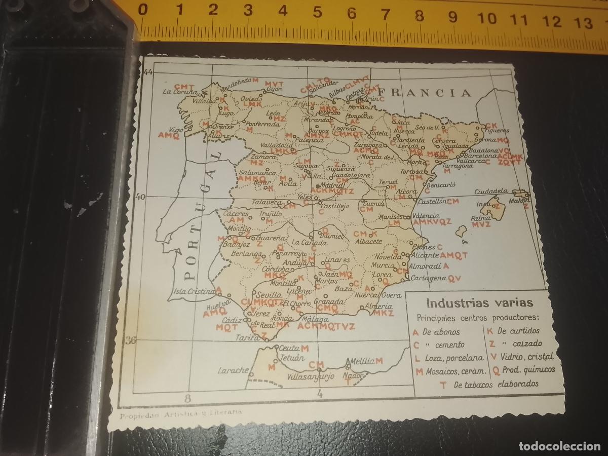 Mapas contempor&aacute;neos: plano mapa ESPA&Ntilde;A PENINSULA INDUSTRIAS VARIAS TRASERA AZUCAR DE REMOLACHA