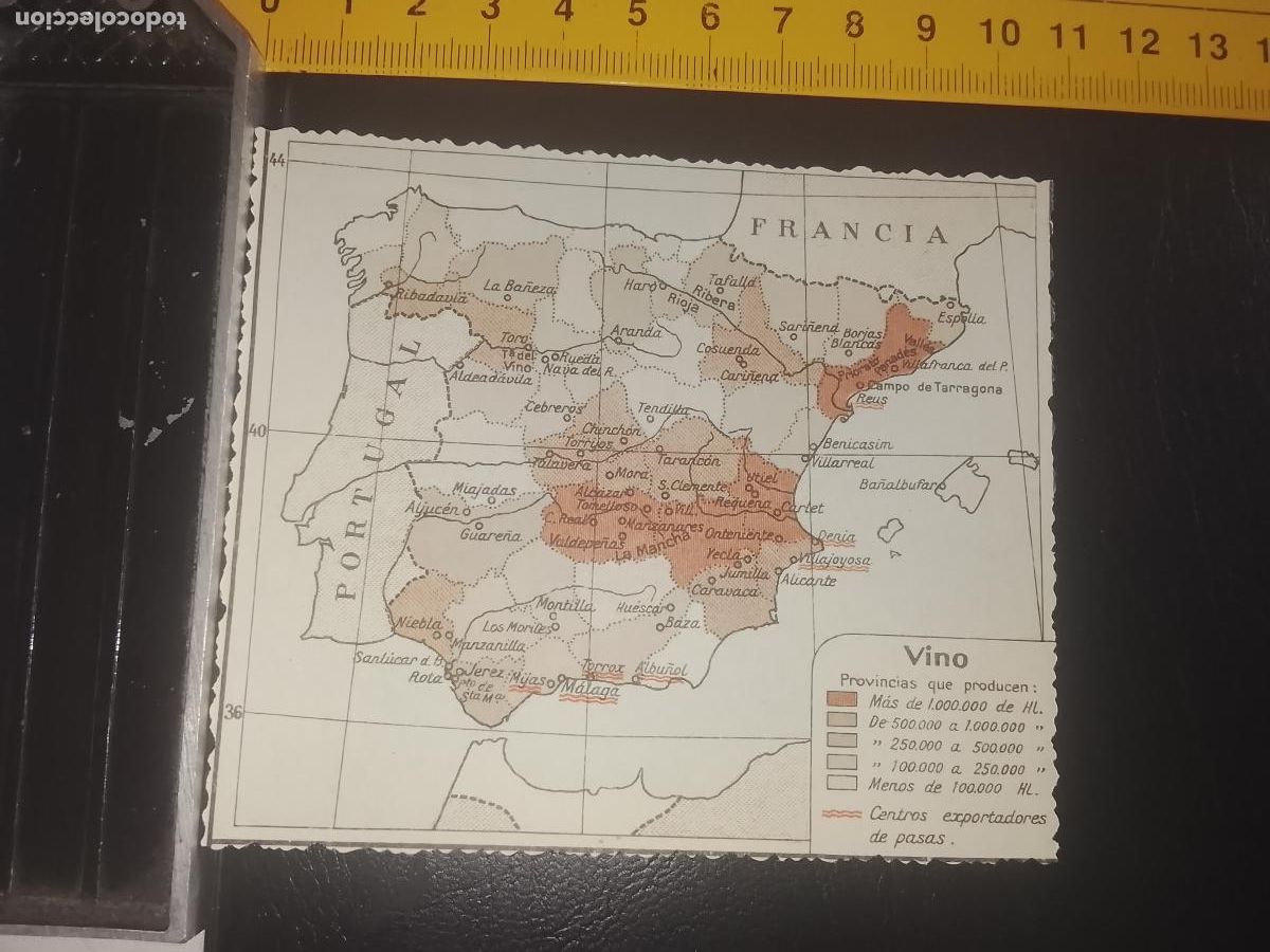 Mapas contempor&aacute;neos: plano mapa ESPA&Ntilde;A PENINSULA ZONAS DE VINO TRASERA INDUSTRIAS ALIMENTICIAS