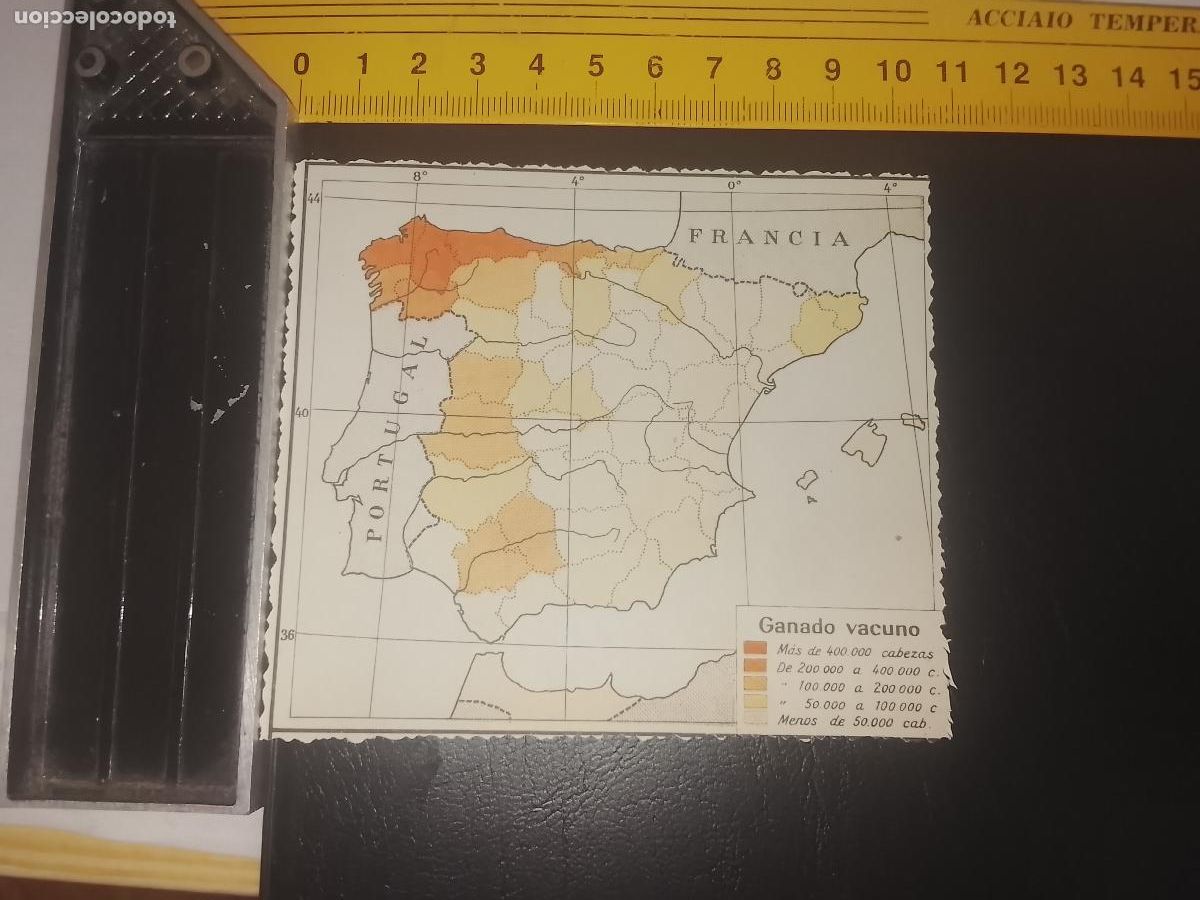 Mapas contempor&aacute;neos: plano mapa ESPA&Ntilde;A PENINSULA GANADO VACUNO TRASERA METALES HIERRO Y COBRE