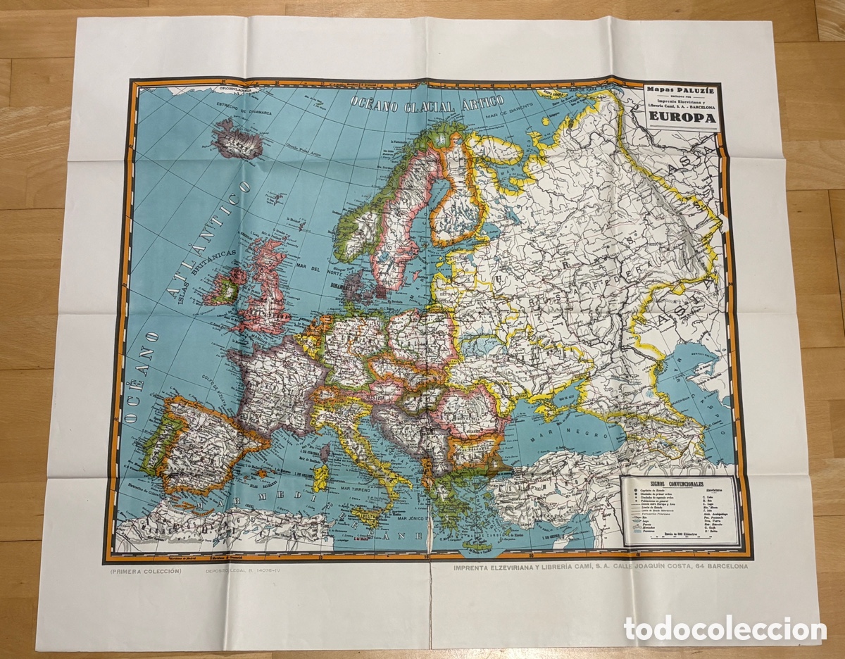 Mapas contempor&aacute;neos: (L956) Mapa antiguo Europa PALUZ&Iacute;E &ndash; Elzeviriana Barcelona &ndash; Primera colecci&oacute;n